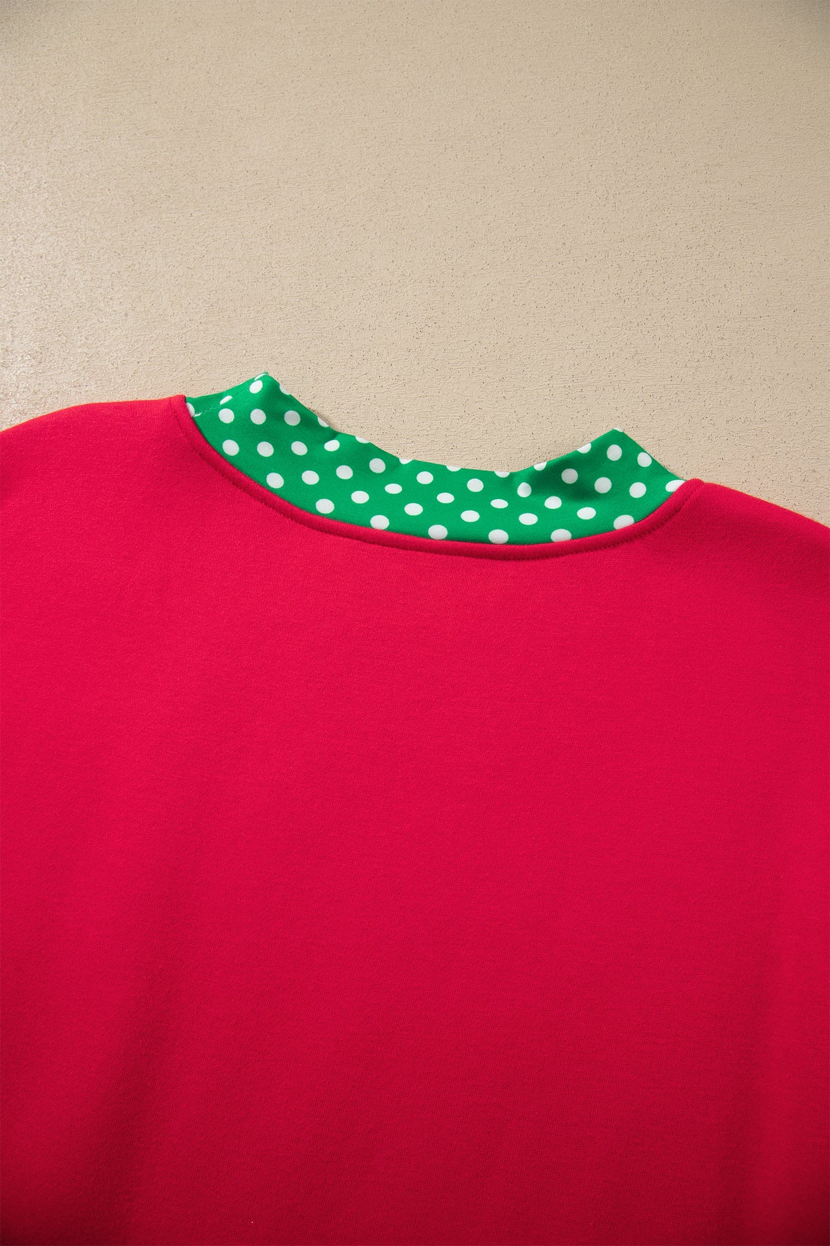 Pink Colorblock Polka Dot Contrast Trim Oversized Sweatshirt
