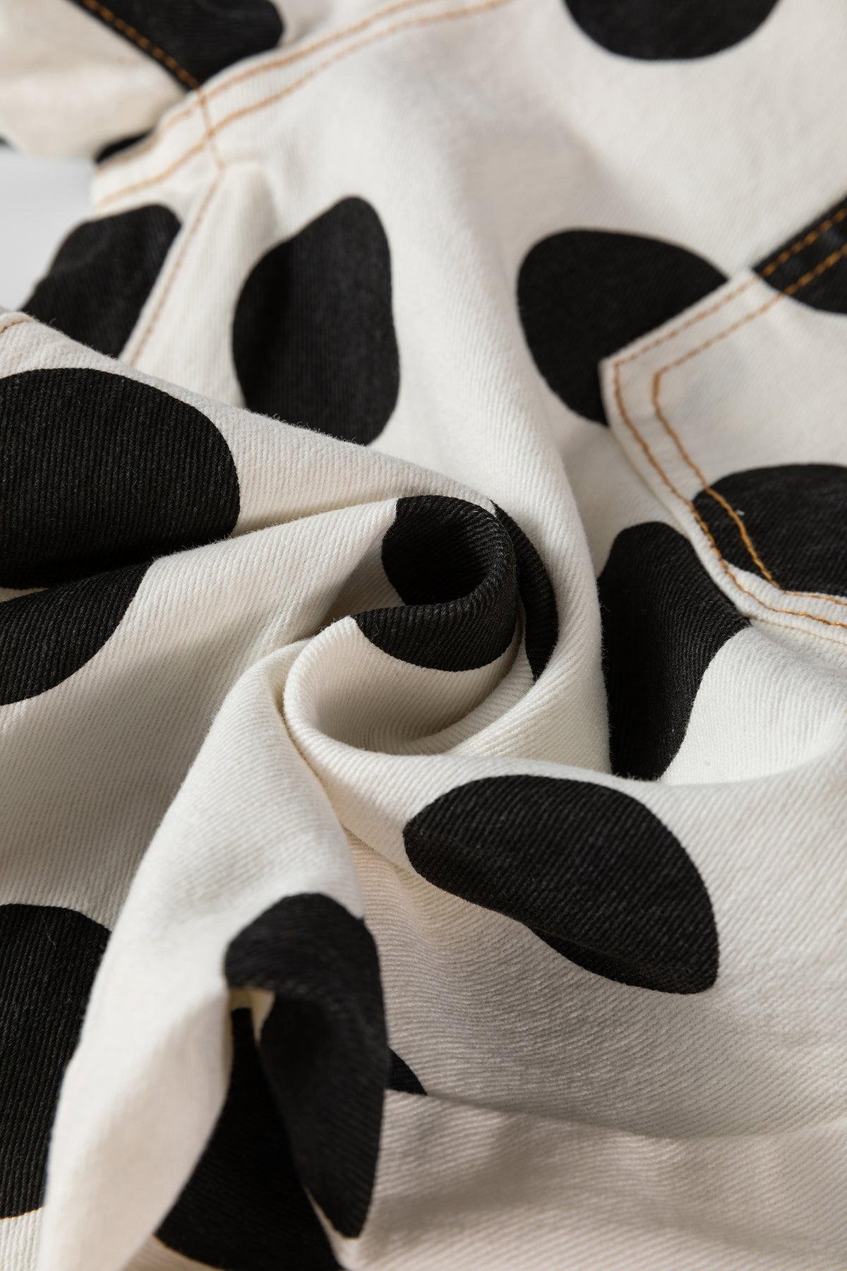 White Polka Dot Ankle-Length Barrel Jeans