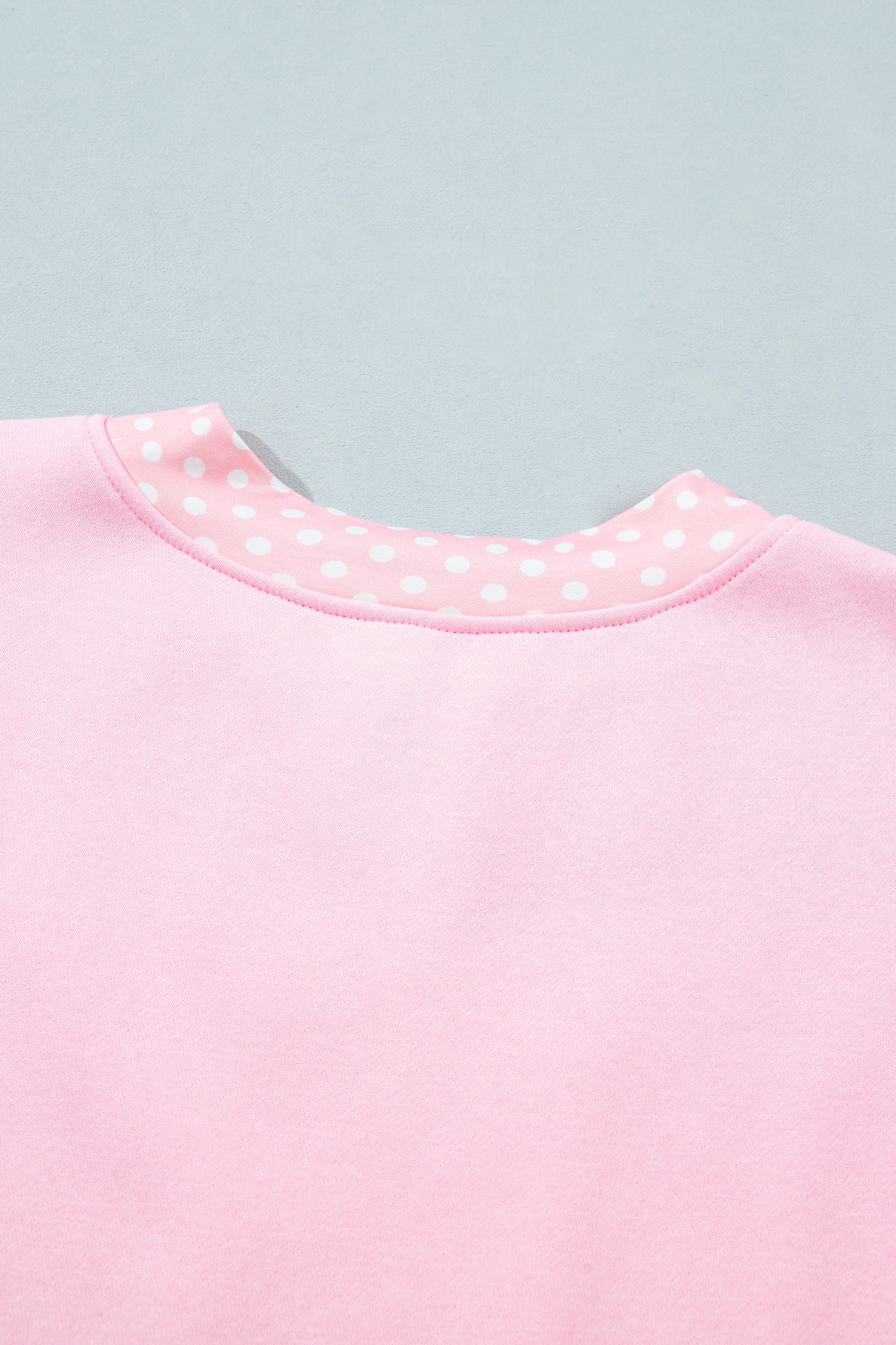 Pink Colorblock Polka Dot Contrast Trim Oversized Sweatshirt