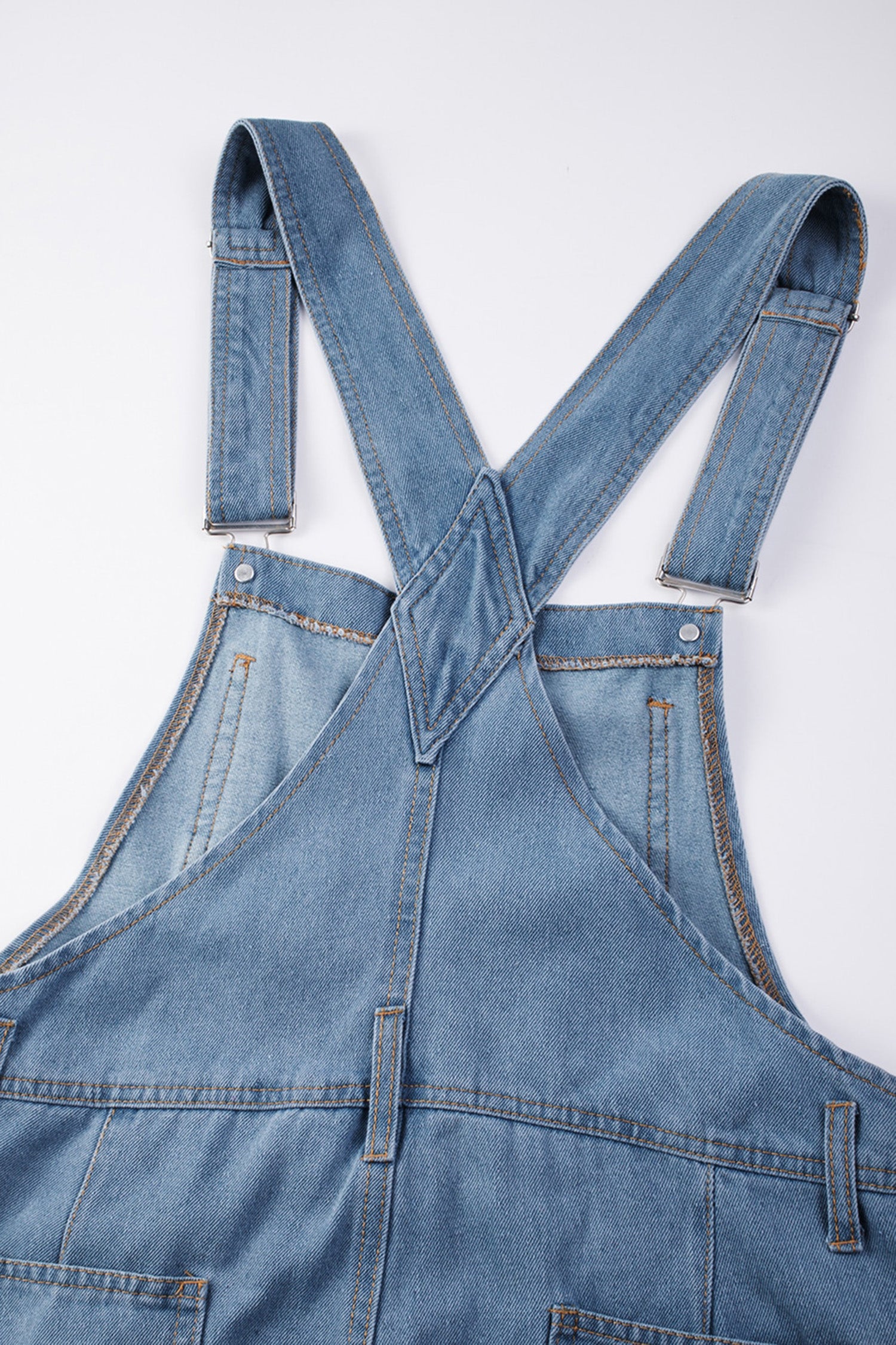 Dark Blue Retro Bib Pocket Buckle Straps Casual Denim Jumpsuit