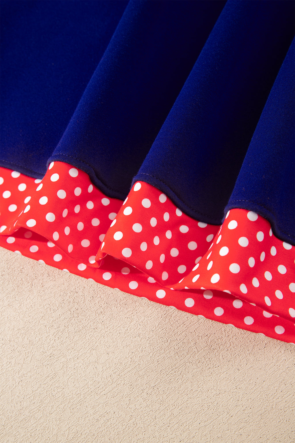 Dark Blue Colorblock Polka Dot Contrast Trim Oversized Sweatshirt