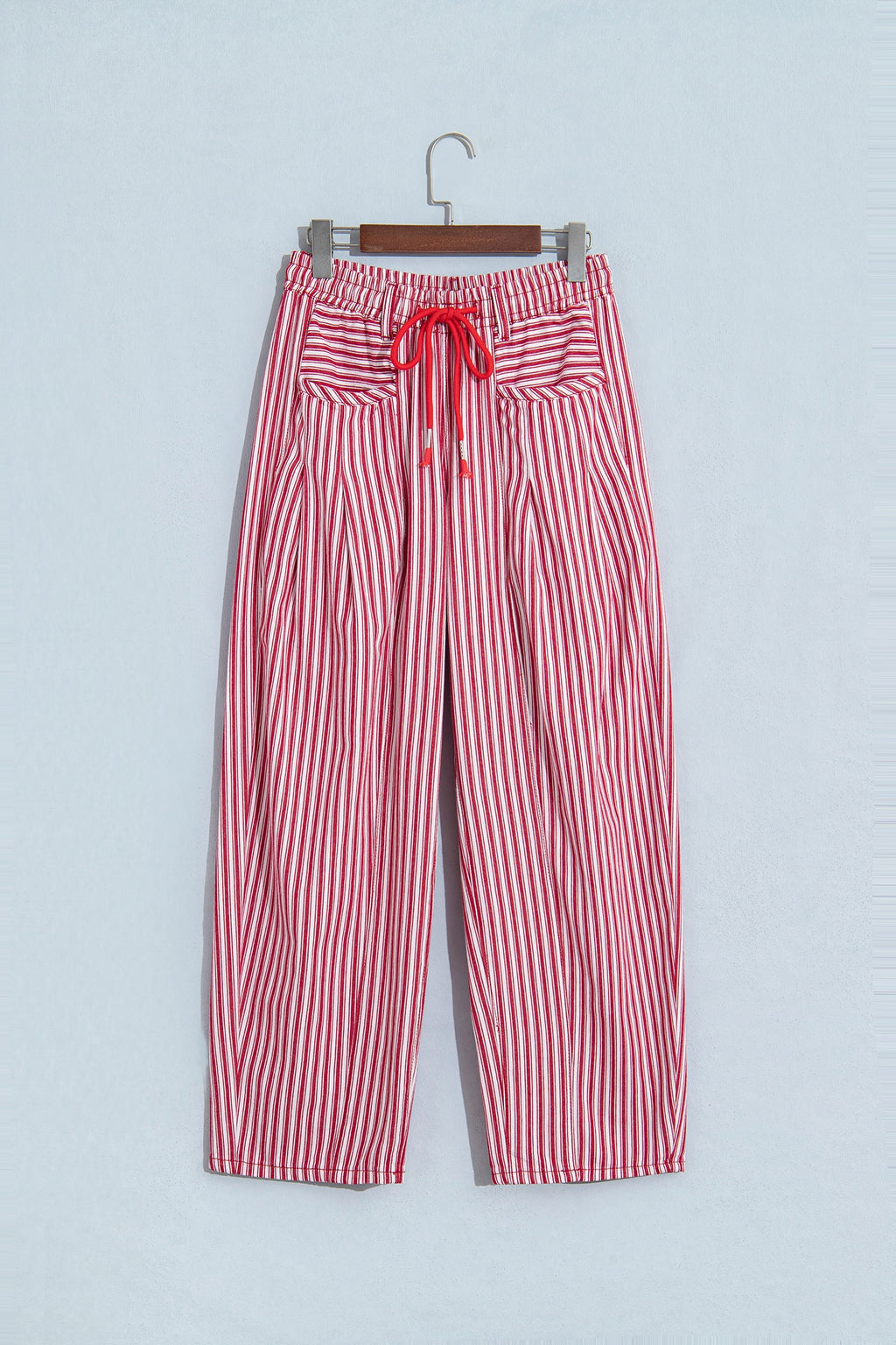 Blue Stripe Drawstring Casual Loose Pants
