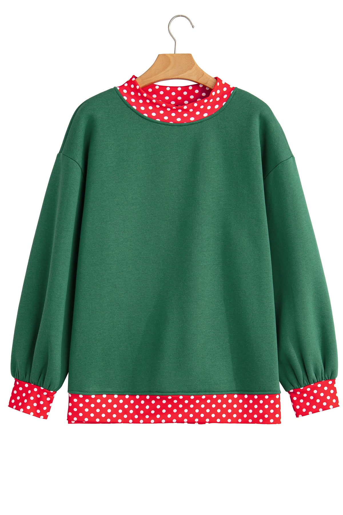 Pink Colorblock Polka Dot Contrast Trim Oversized Sweatshirt