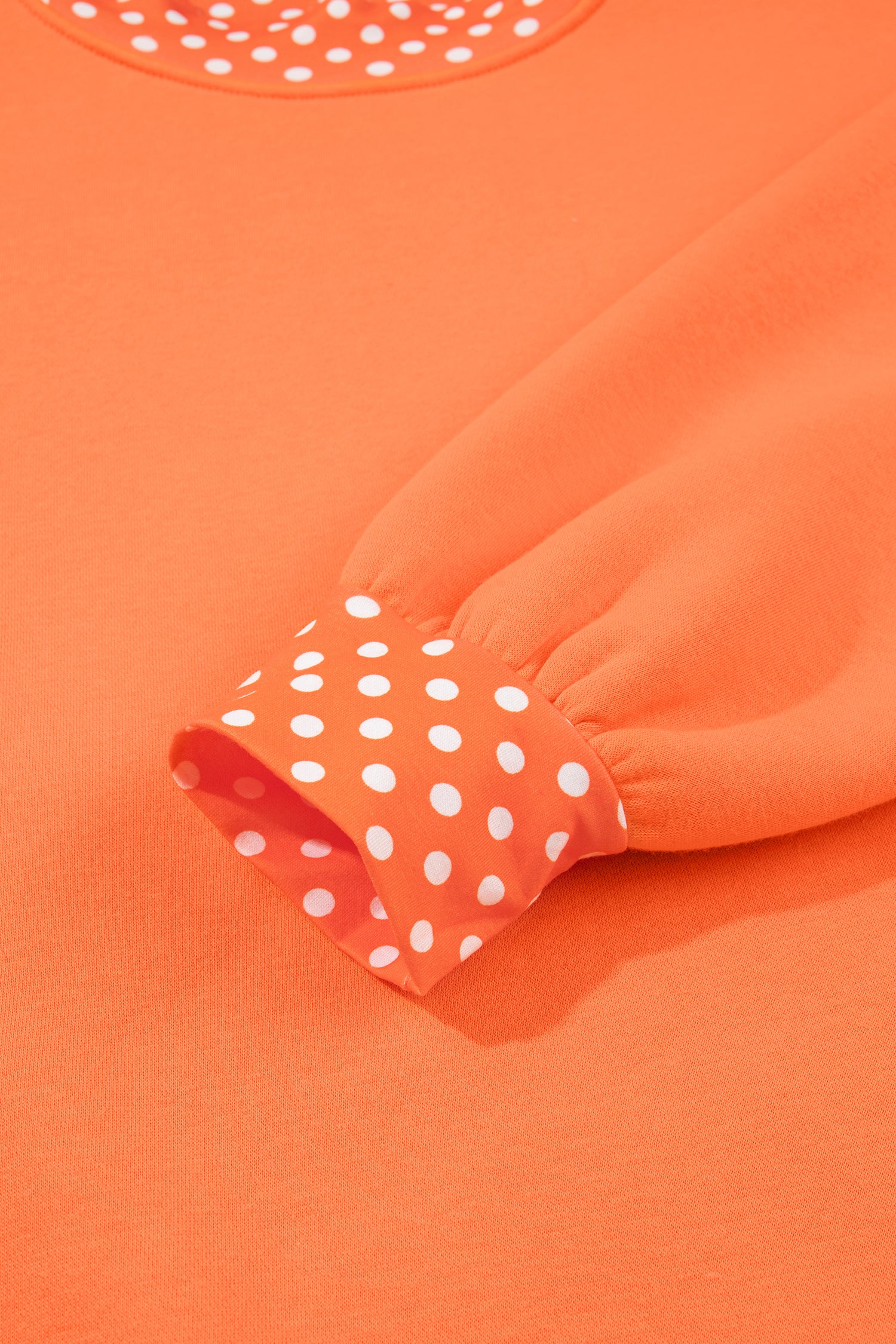 Pink Colorblock Polka Dot Contrast Trim Oversized Sweatshirt
