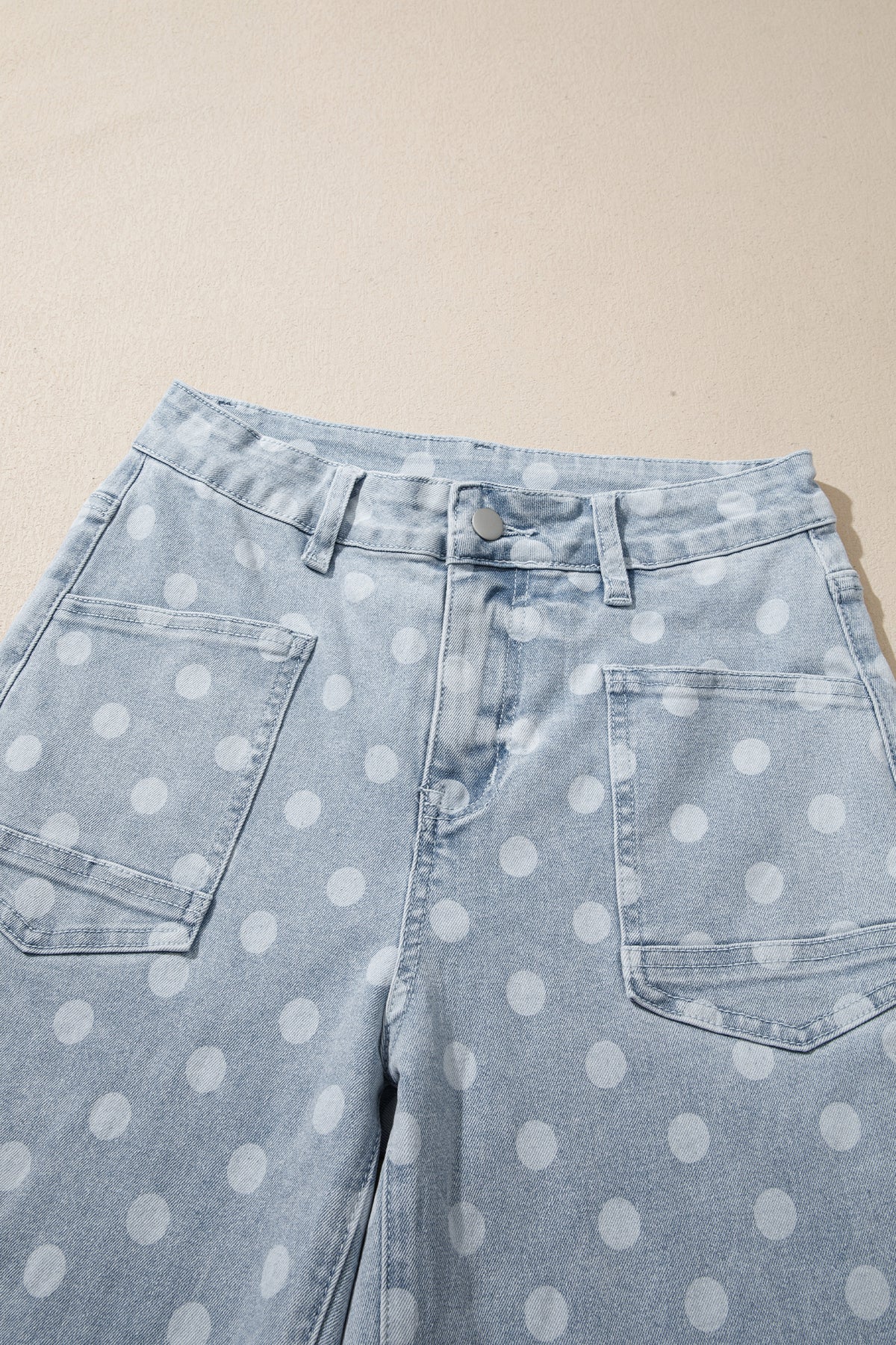 Sky Blue Polka Dot Casual Slim Fit Jeans
