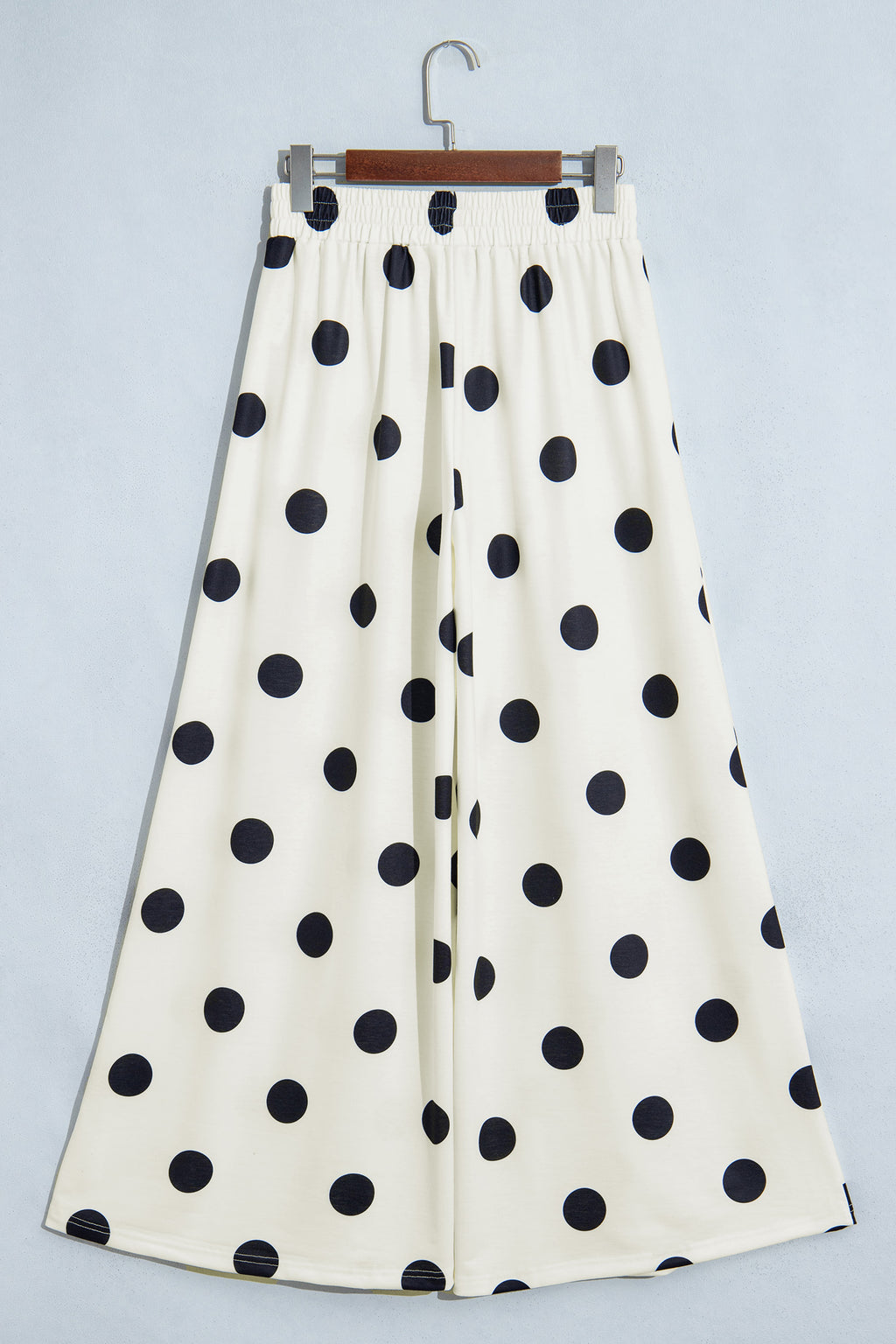 Brown Polka Dot Wide Leg Elastic Waist Casual Pants
