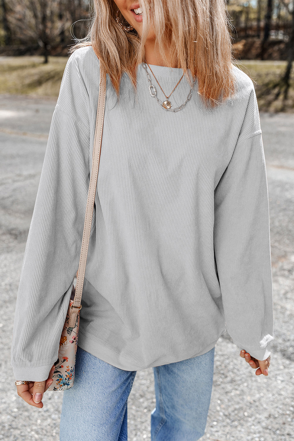 Festival Fuchsia Ribbed Corduroy Oversized Sweatshirt