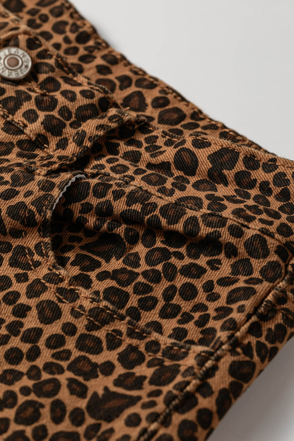 Brown Leopard Print Ruffled Hem Shift Jeans