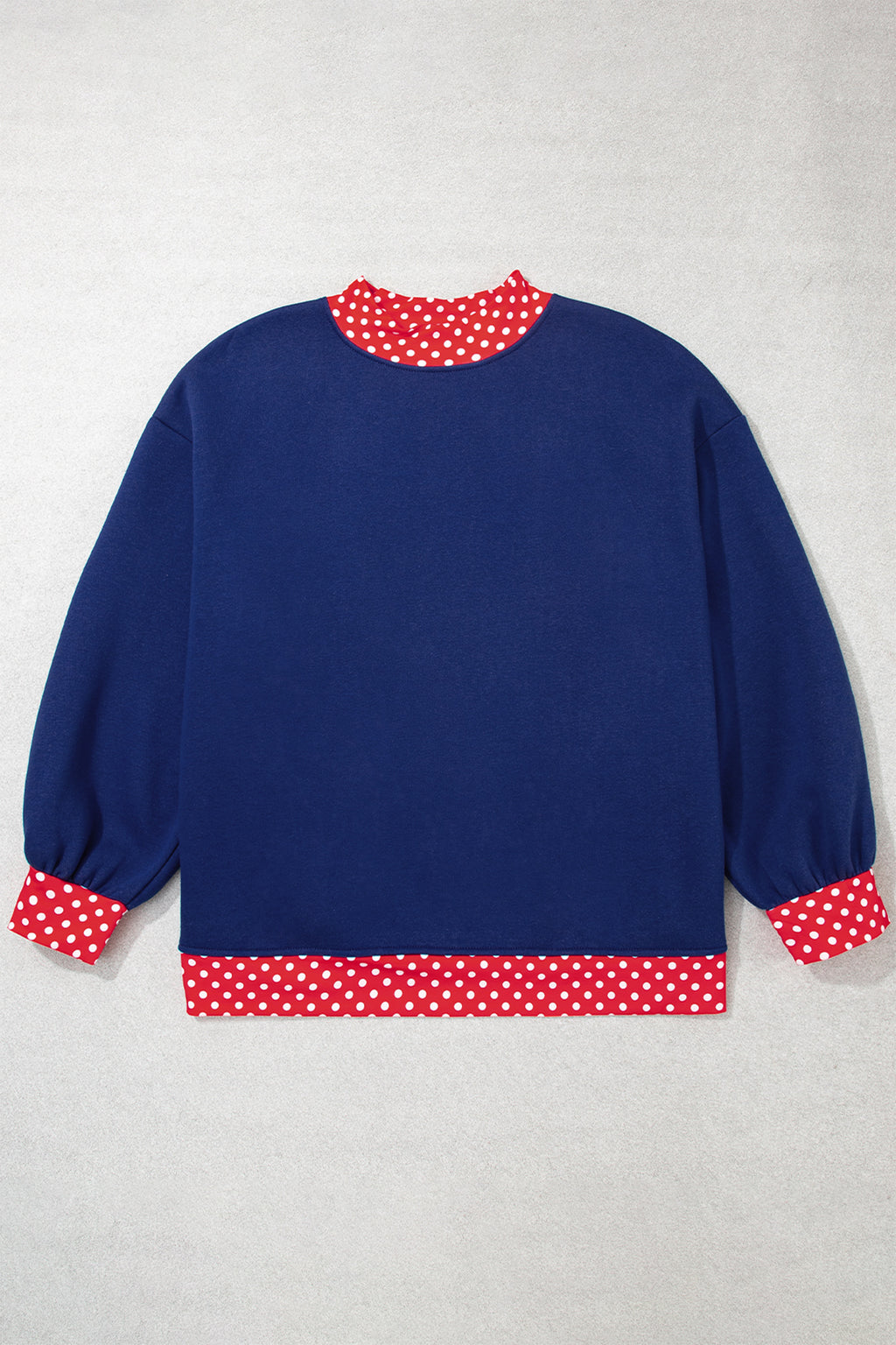 Red Polka Dot Patchwork Round Neck Plus Size Sweatshirt