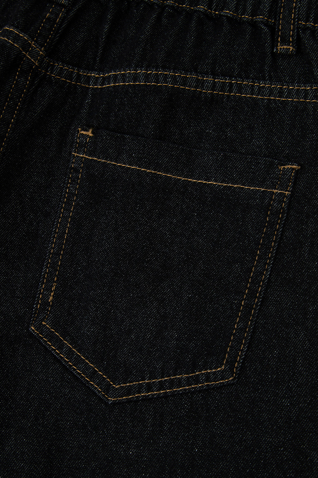 Navy Blue Embroidered Scalloped Trim Relaxed Denim Shorts