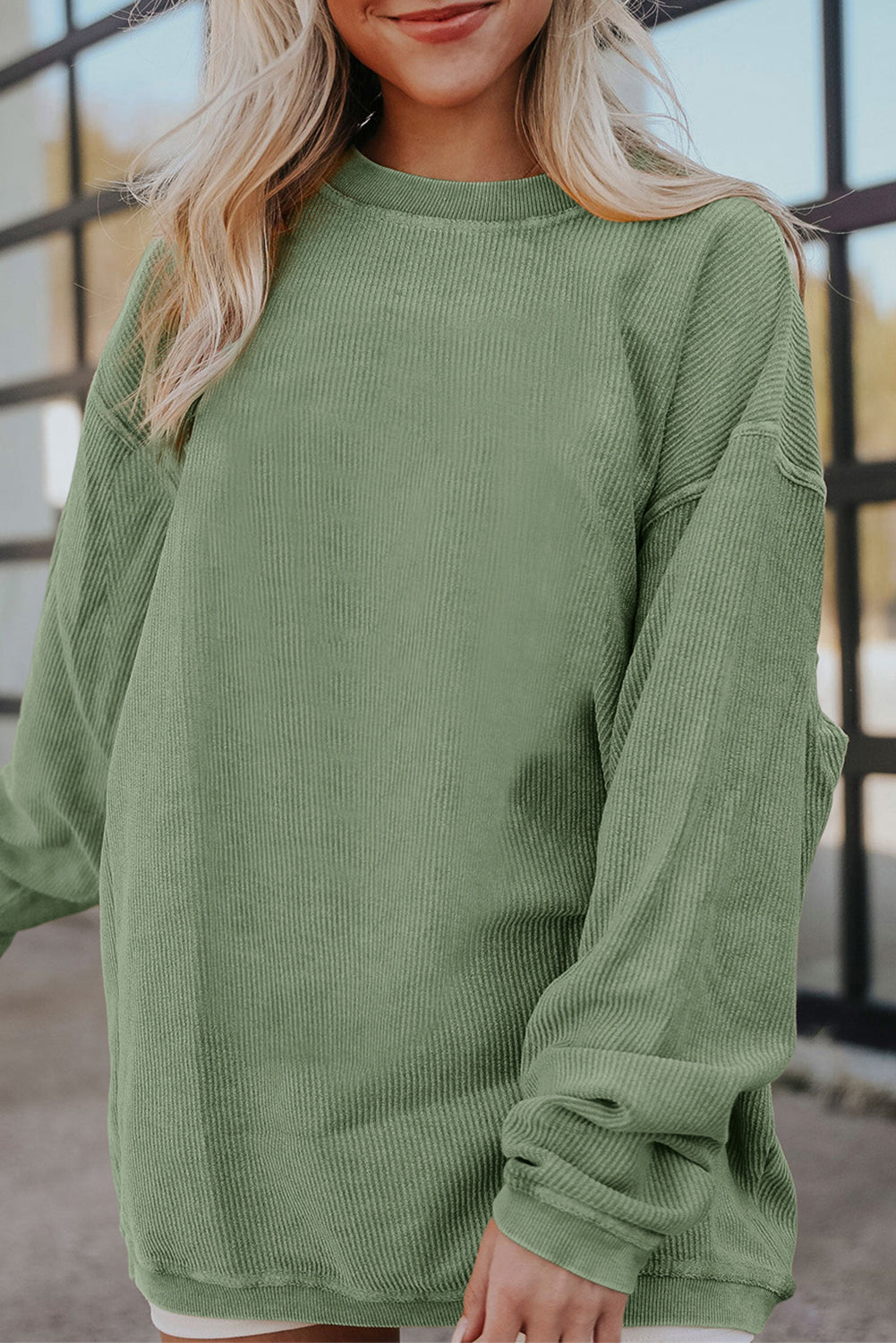 Festival Fuchsia Ribbed Corduroy Oversized Sweatshirt