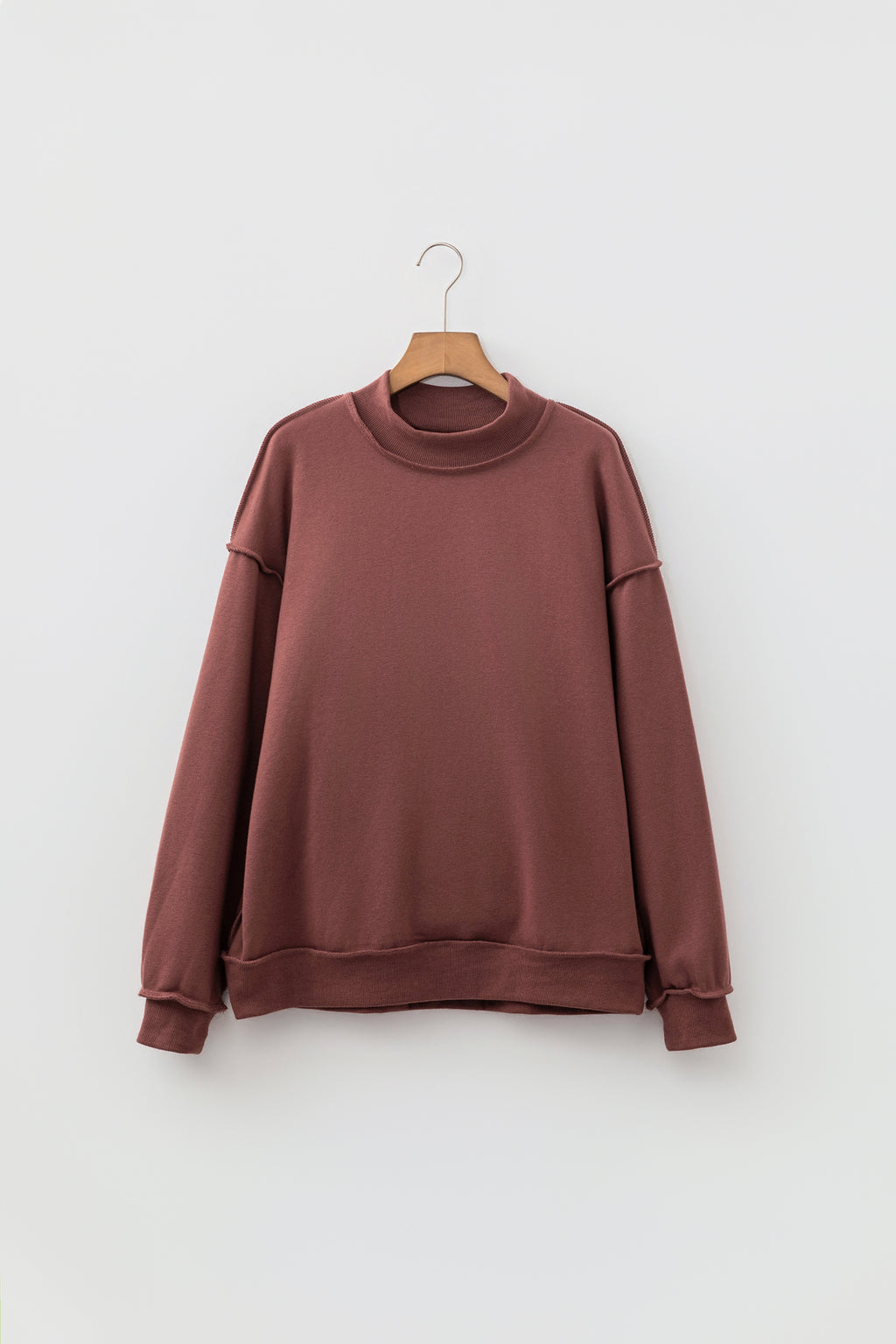 Carrot Oversize Drop Shoulder Reversible Mock Neck Sweatshirt
