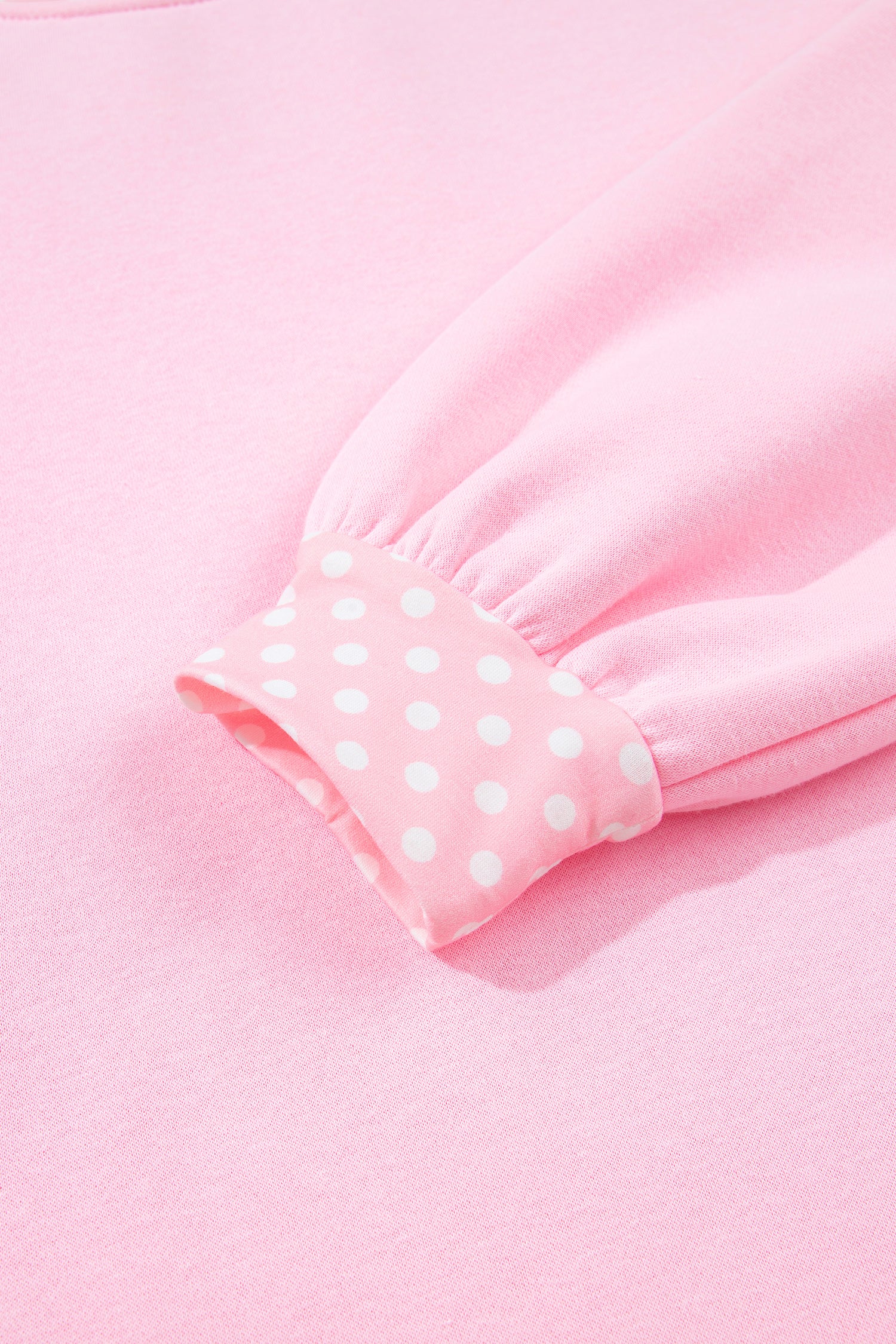 Pink Colorblock Polka Dot Contrast Trim Oversized Sweatshirt
