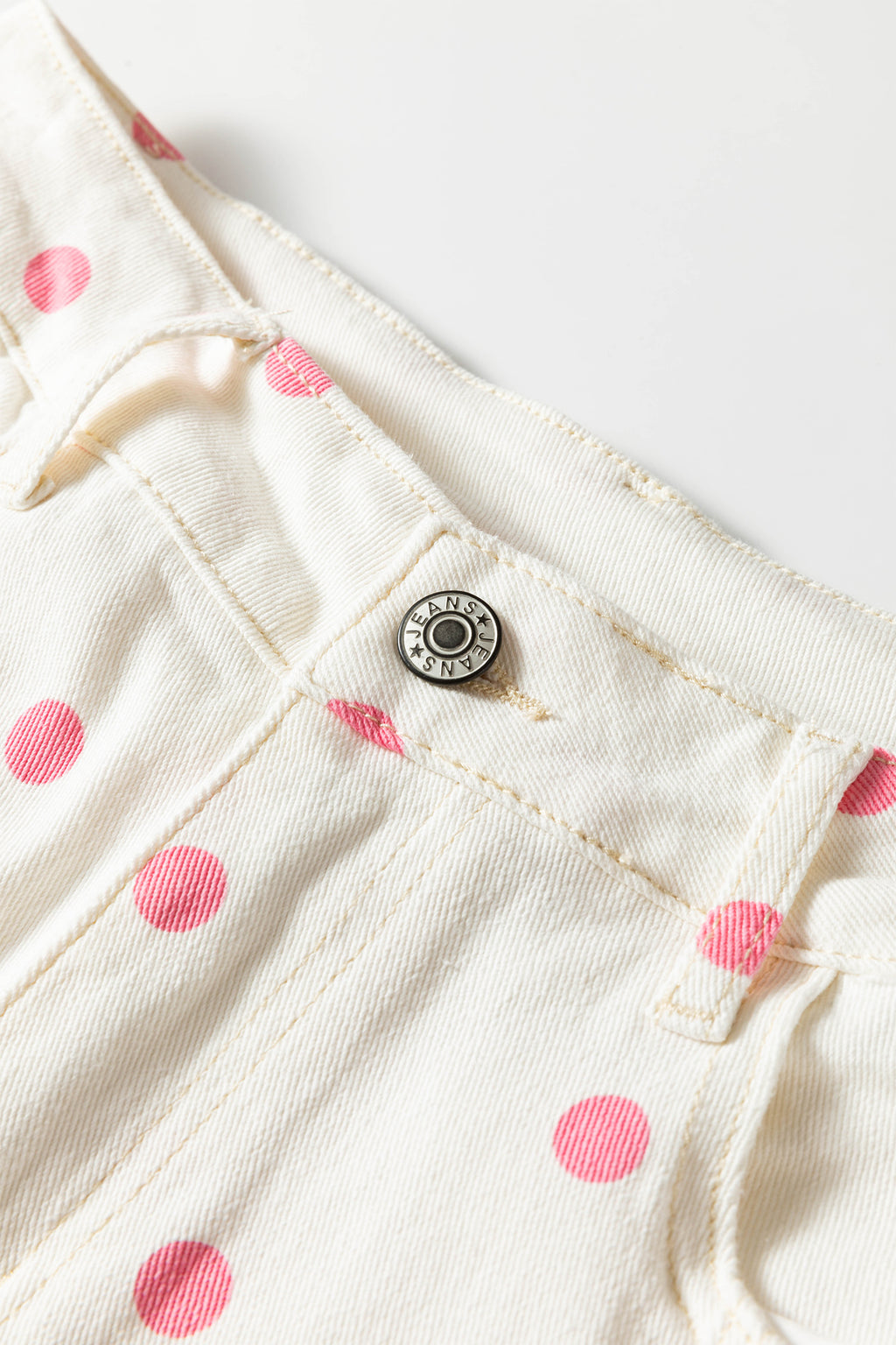 Pink Polka Dot Print Seam Detail Barrel Jeans