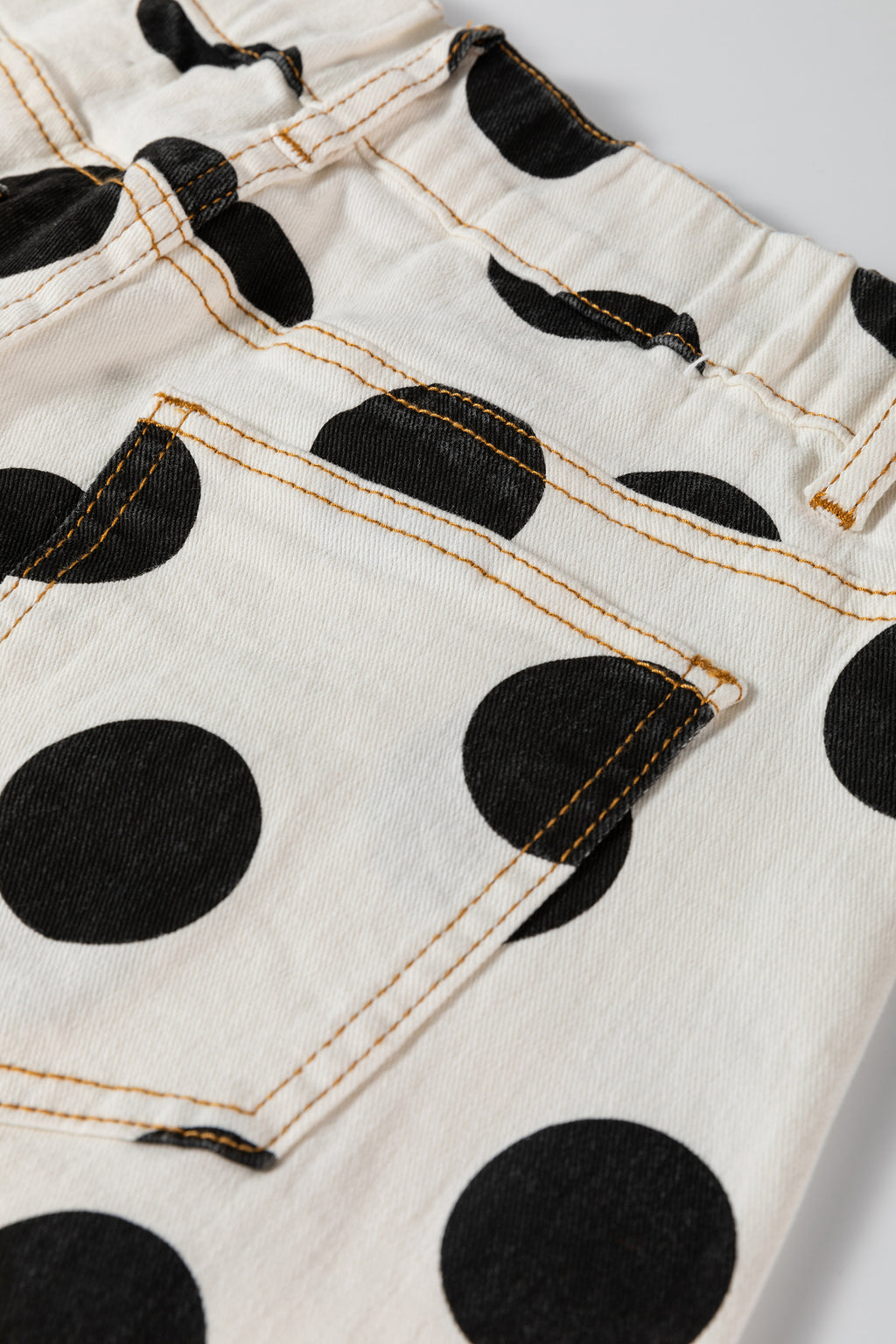White Polka Dot Ankle-Length Barrel Jeans