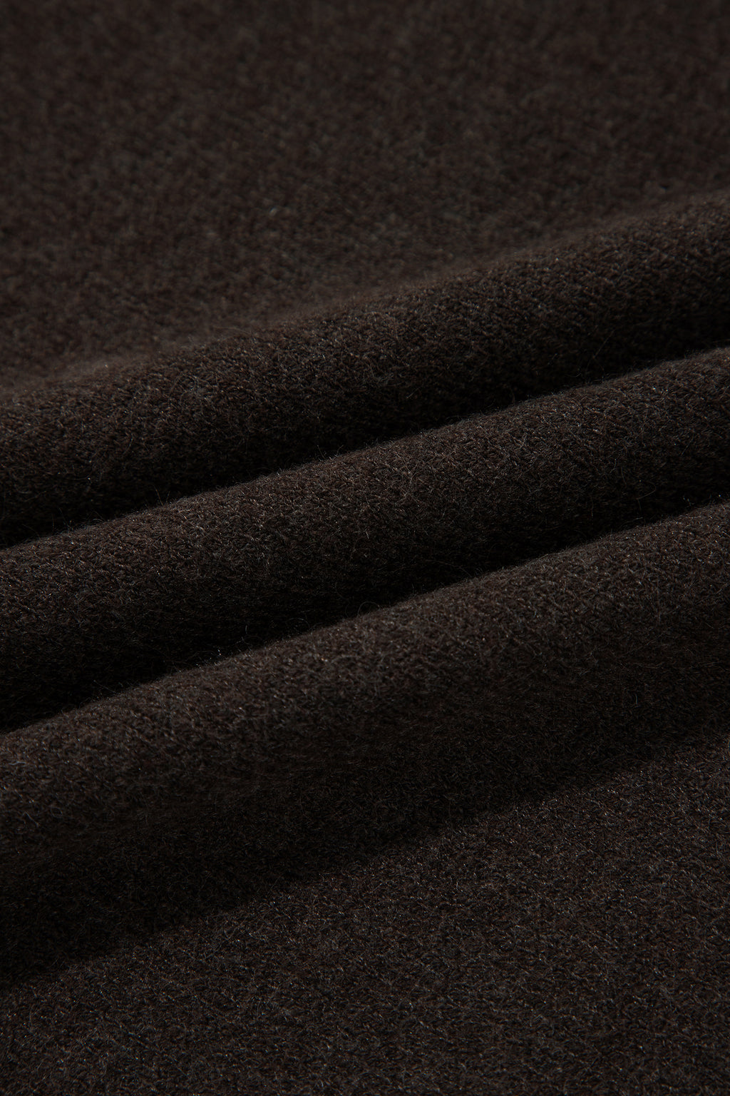 Dark Brown Ribbed Trim High Neck Short Sleeve Casual Sweater