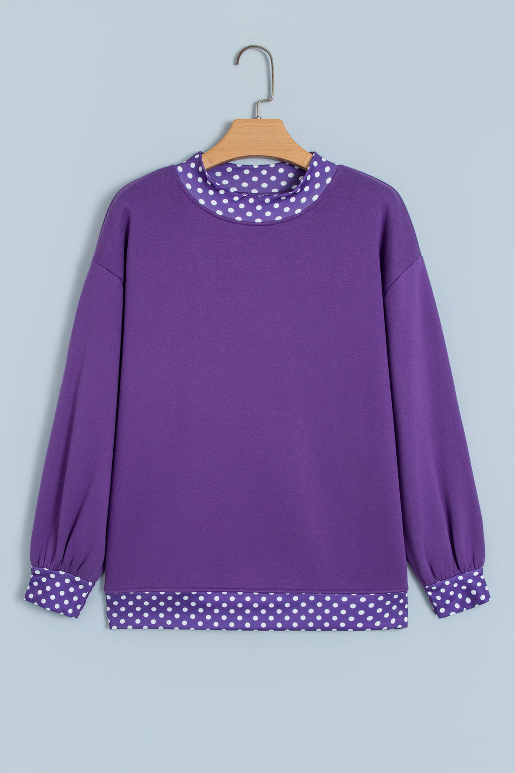 Jet Stream Colorblock Polka Dot Contrast Trim Oversized Sweatshirt