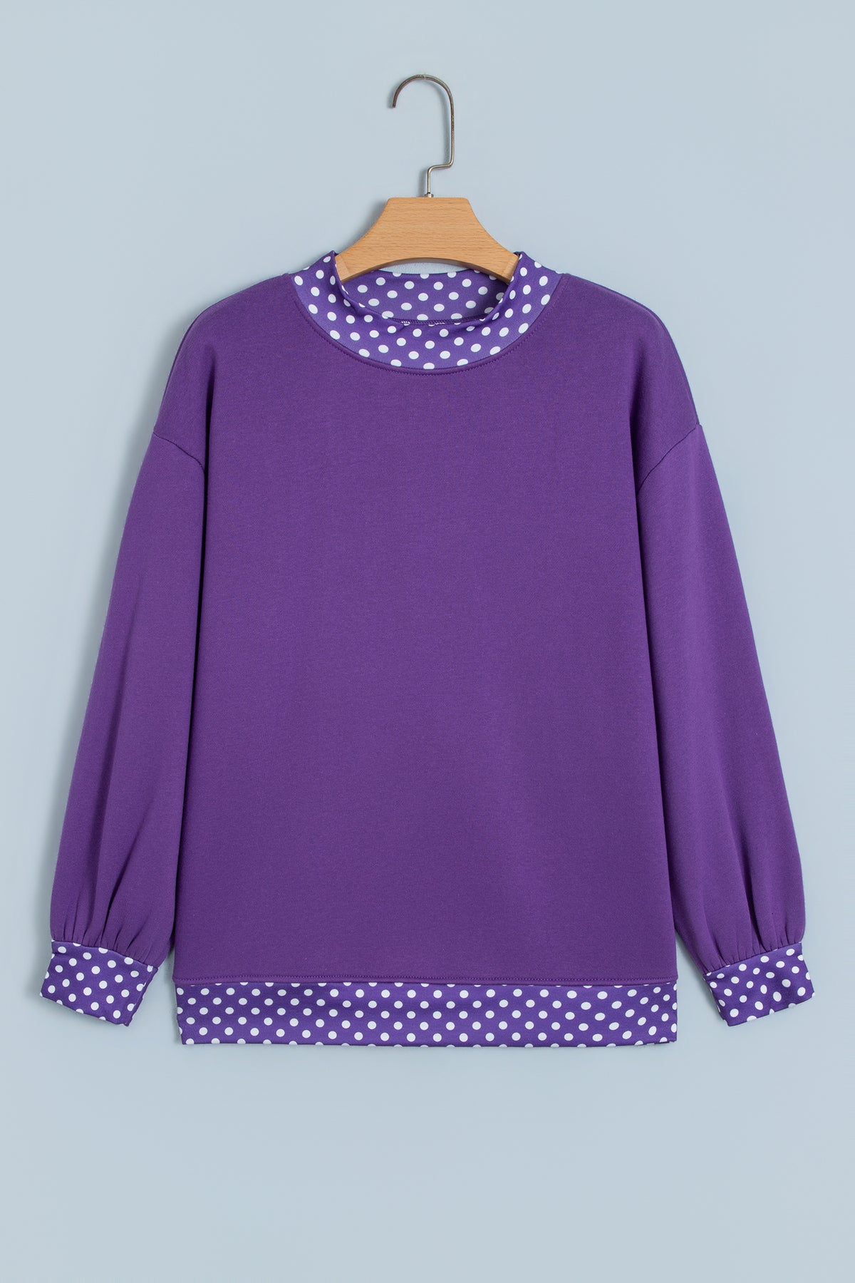 Jet Stream Colorblock Polka Dot Contrast Trim Oversized Sweatshirt