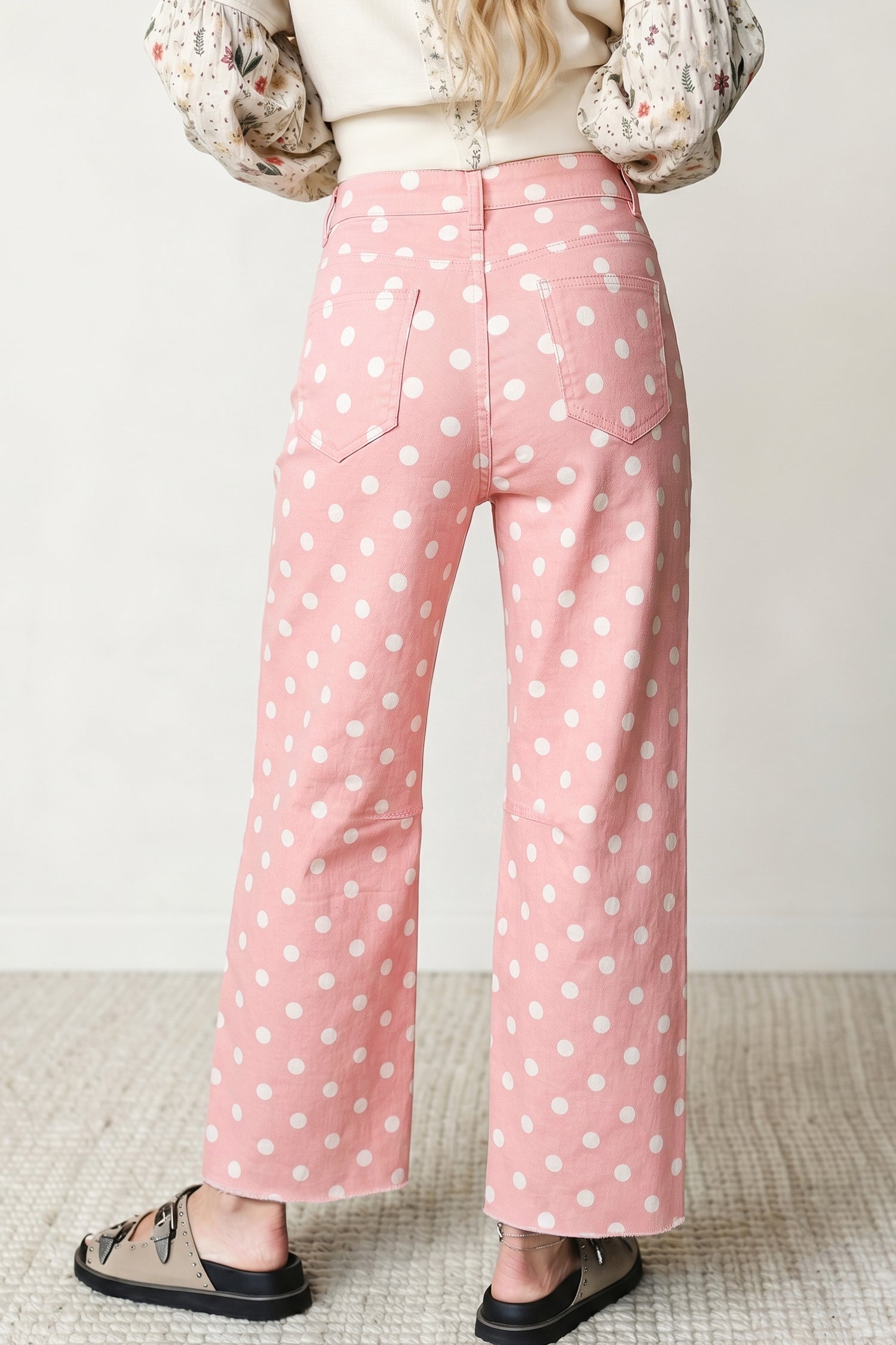 Sky Blue Polka Dot Casual Slim Fit Jeans