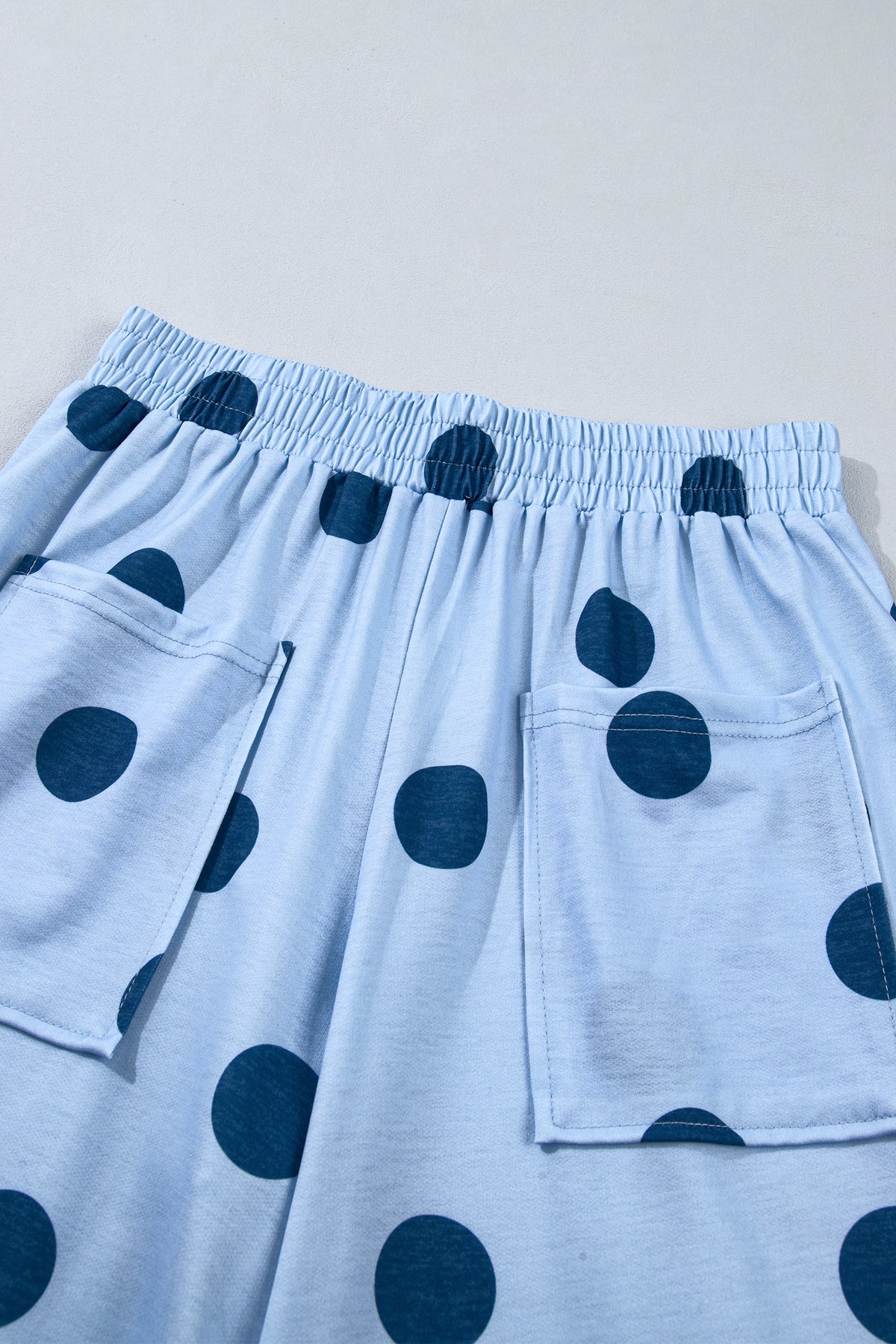 Brown Polka Dot Wide Leg Elastic Waist Casual Pants