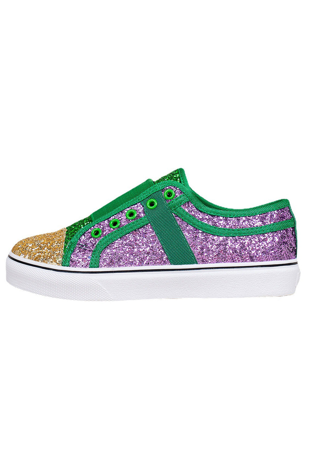 Green Sequin Color Block Slip-on Flat Shoes