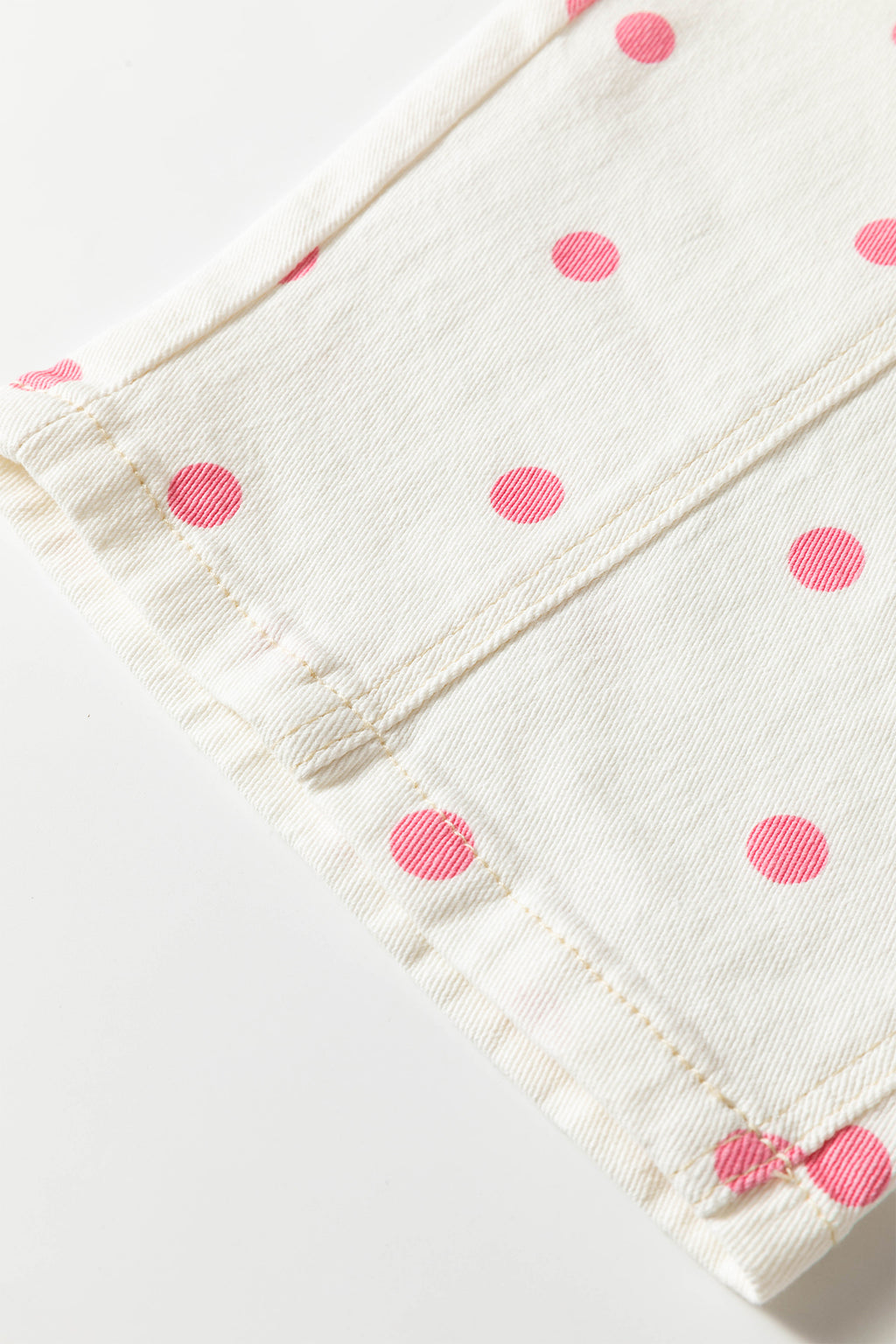 Pink Polka Dot Print Seam Detail Barrel Jeans