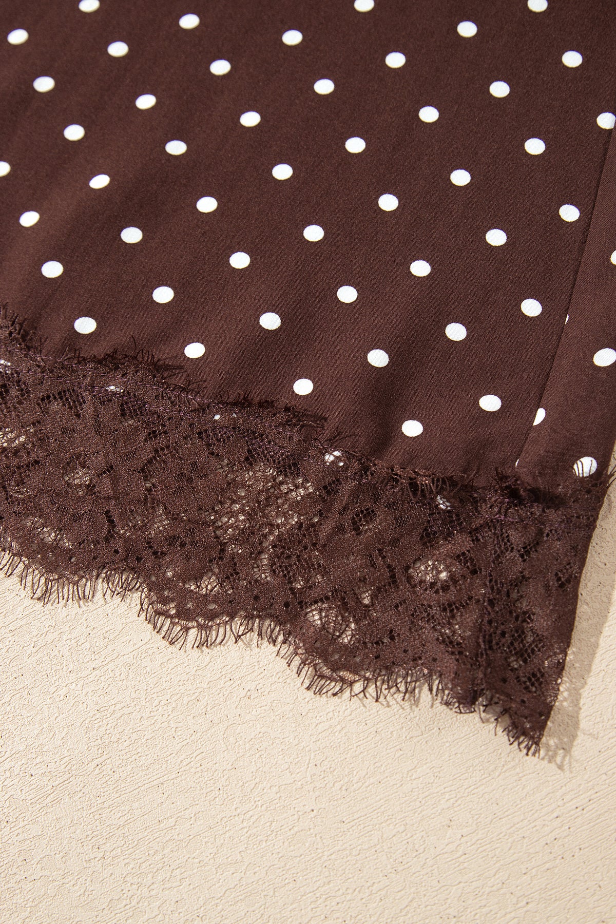 Khaki Polka Dot Lace Hem Elegant Long Shift Skirt