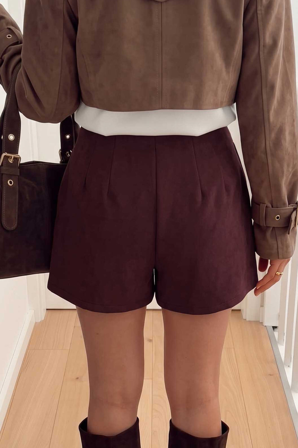 Dark Khaki Gold Button Asymmetric Wrapped Detail Mini Skirt