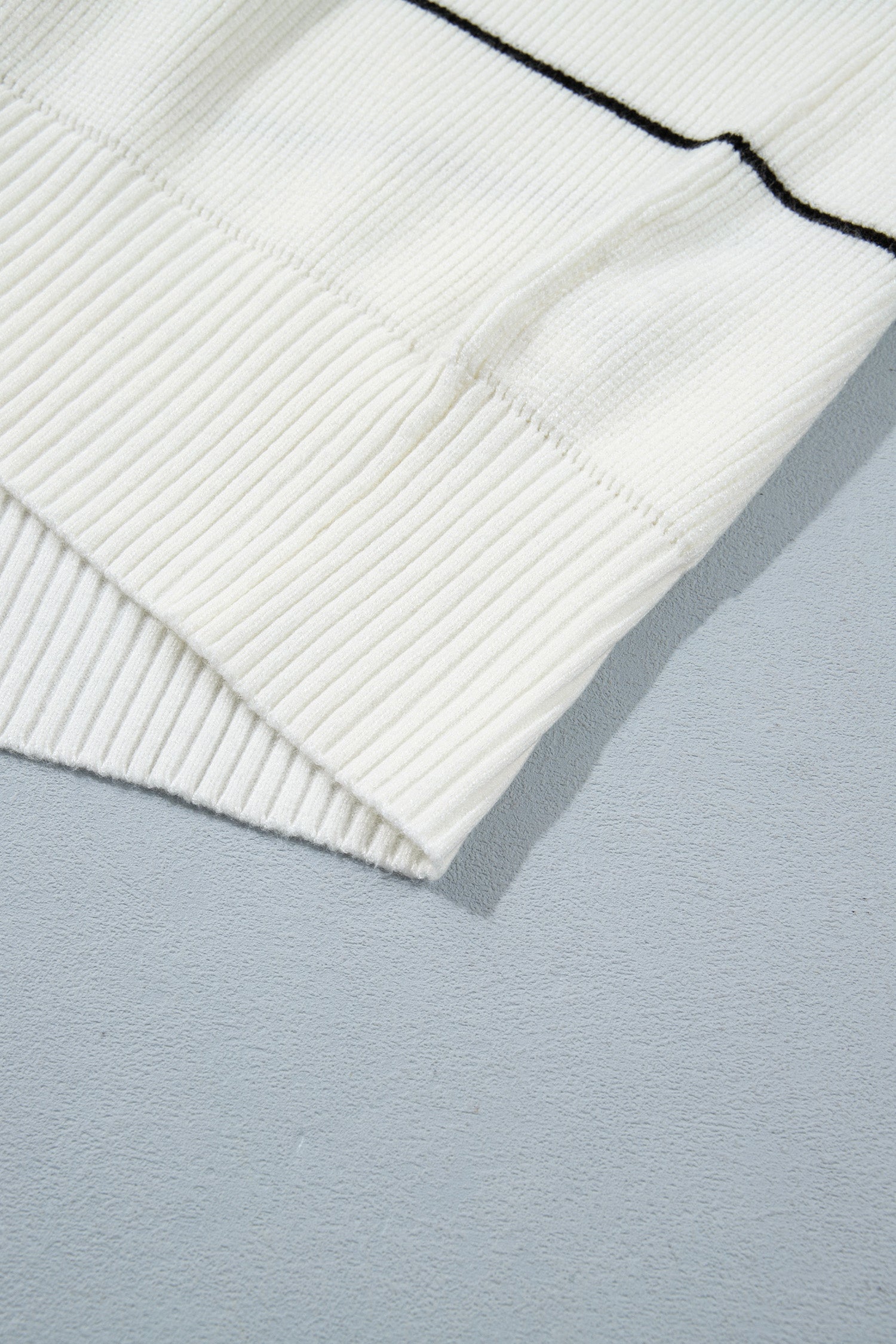 White Stripe Short Sleeve Button Front Shift Cardigan