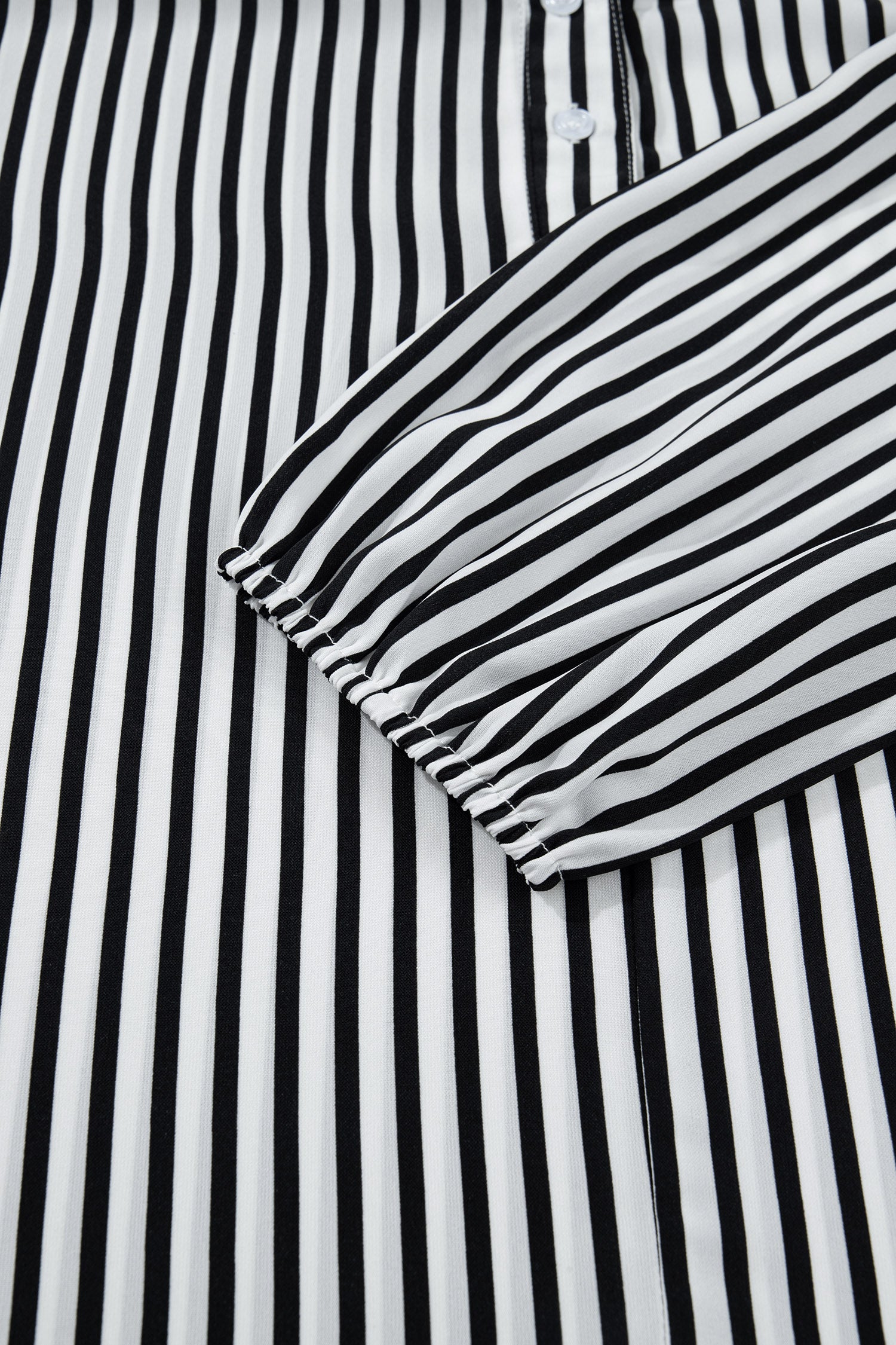 Black Striped Half Sleeve Button-Up Shirt