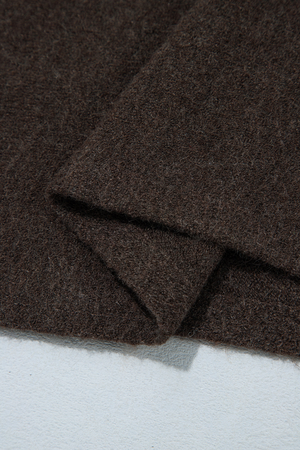 Dark Brown Ribbed Trim High Neck Short Sleeve Casual Sweater