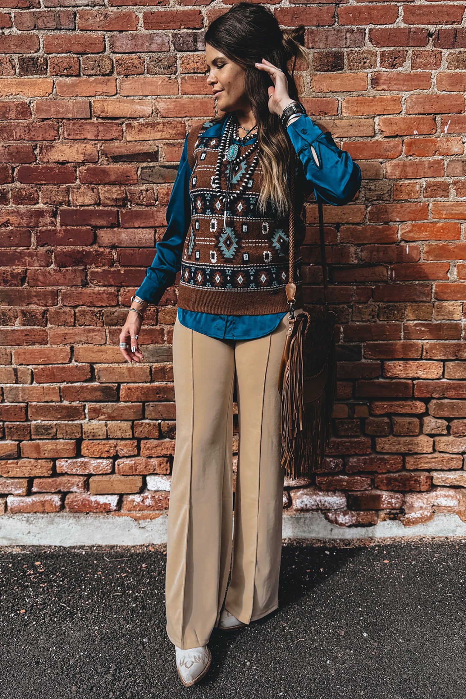Parchment High Waist Full Length Regular Fit Pants