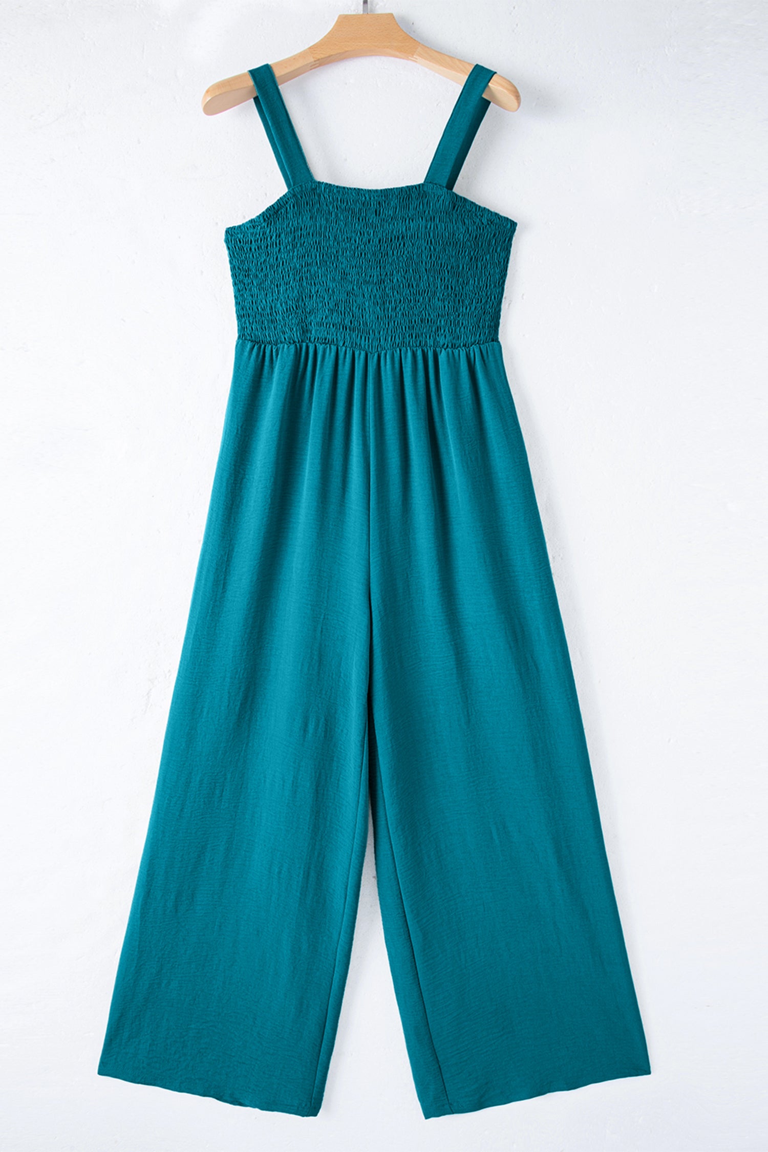 Purple Orchid Smocked Square Neck Sleeveless Jumpsuit with Pockets