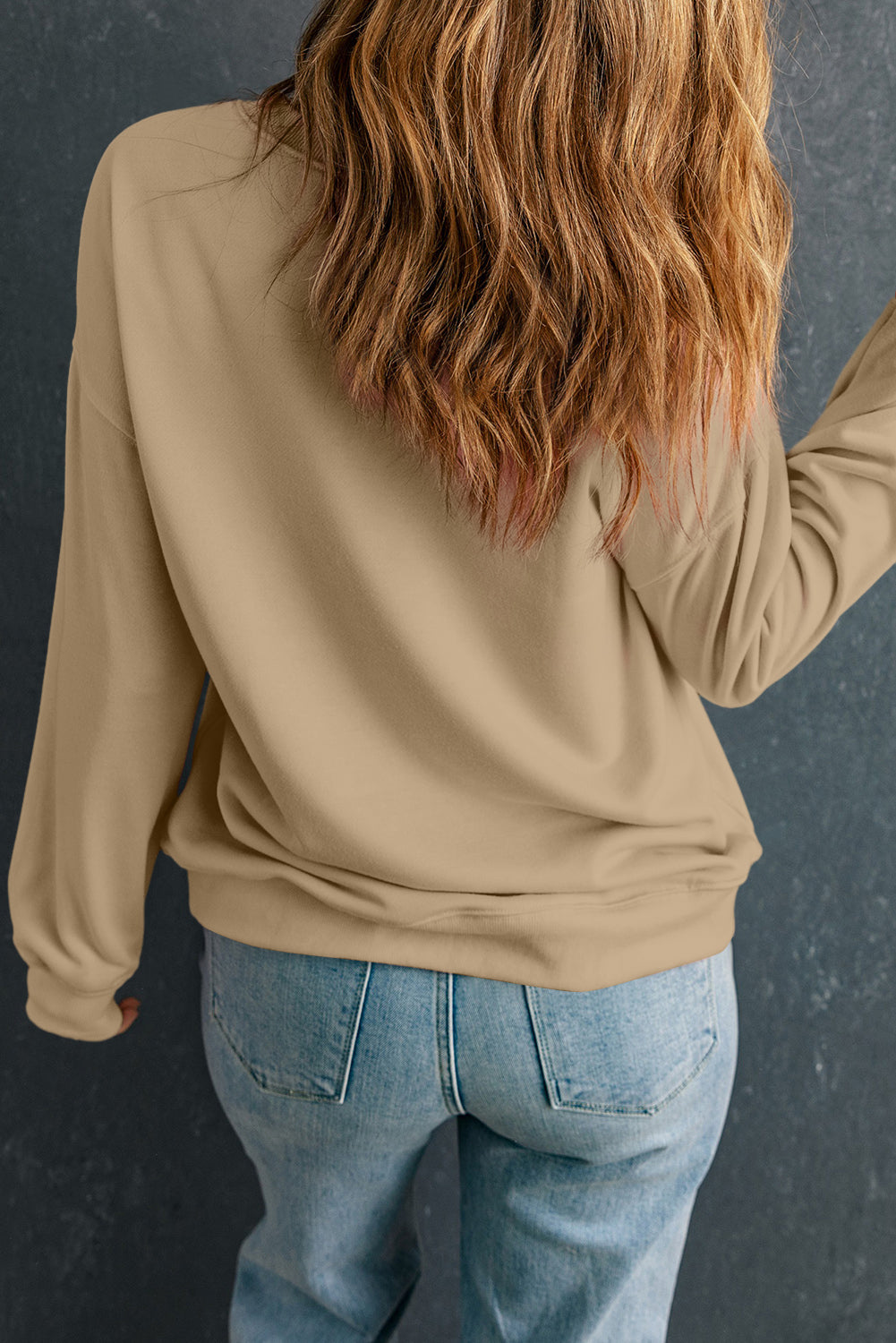Pink Solid Classic Crewneck Pullover Sweatshirt