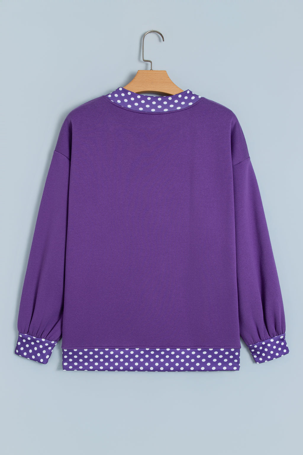 Jet Stream Colorblock Polka Dot Contrast Trim Oversized Sweatshirt