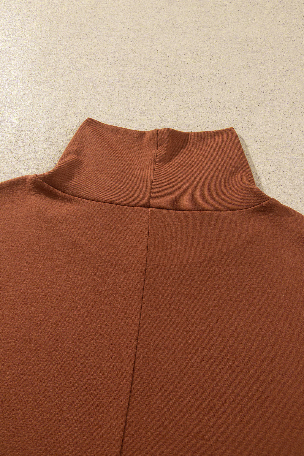 Red Sandalwood High Neck Long Sleeve Top