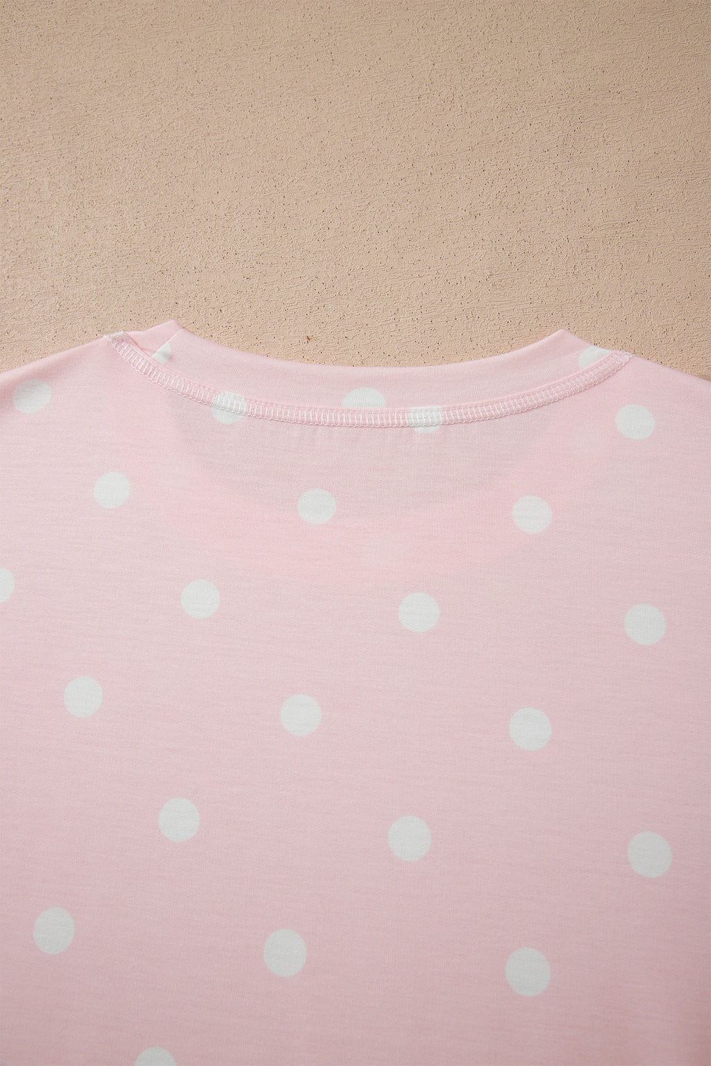 White Exposed Seam Detail Polka Dot Loose Tee Drawstring Shorts Set