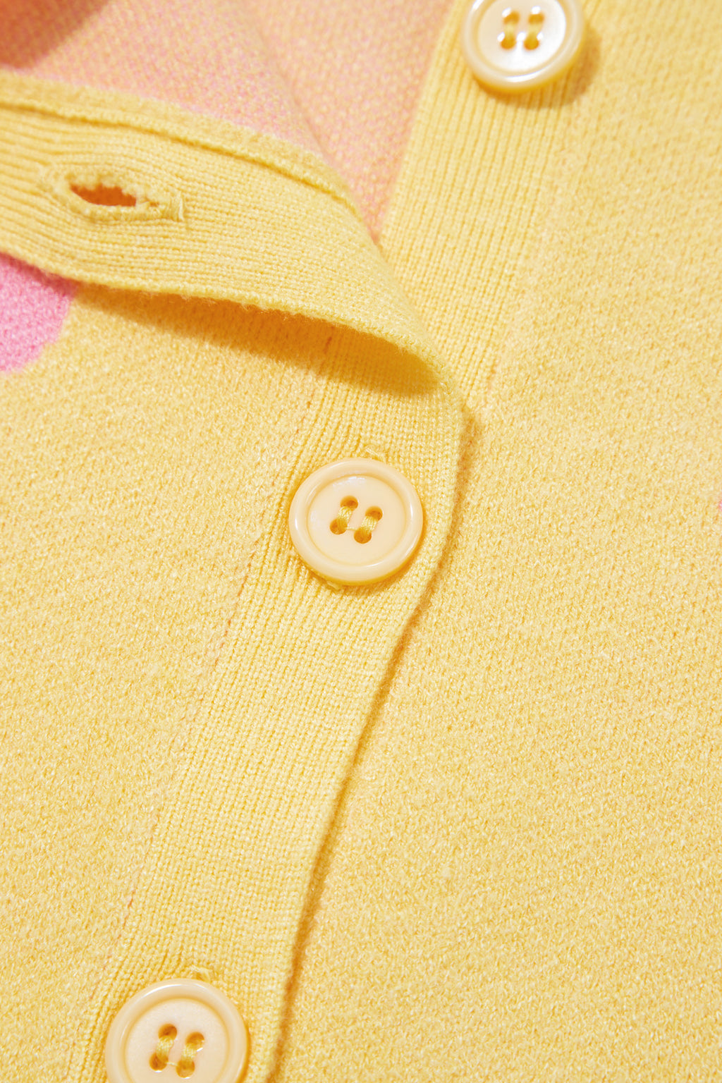 Yellow Cream Casual Polka Dot Button Front Long Sleeve Sweater Cardigan
