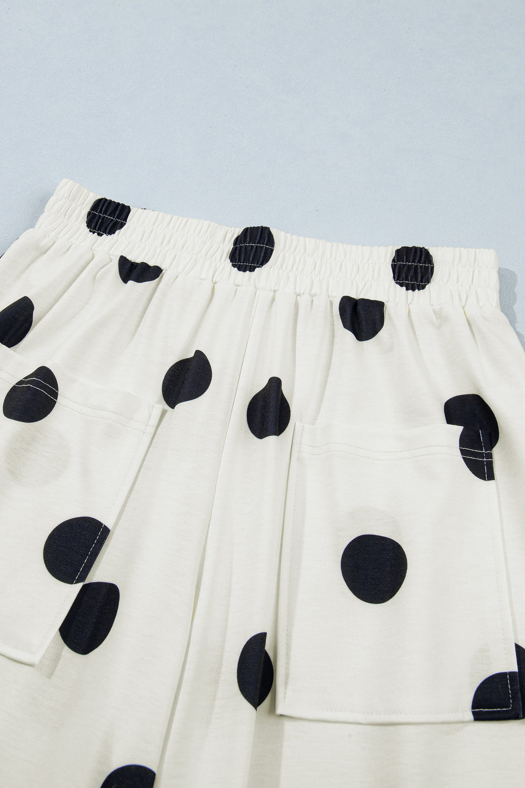 Brown Polka Dot Wide Leg Elastic Waist Casual Pants