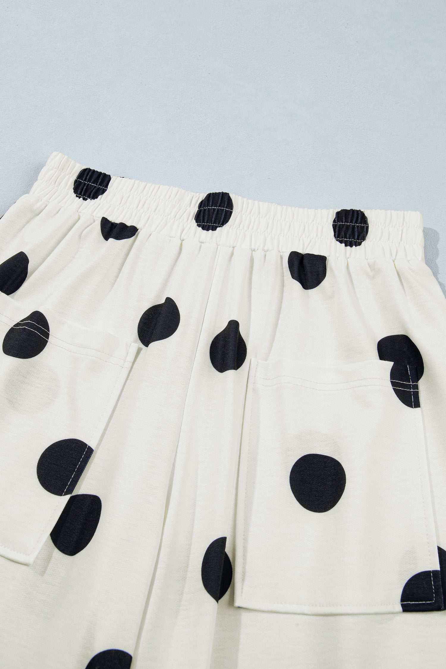 Brown Polka Dot Wide Leg Elastic Waist Casual Pants