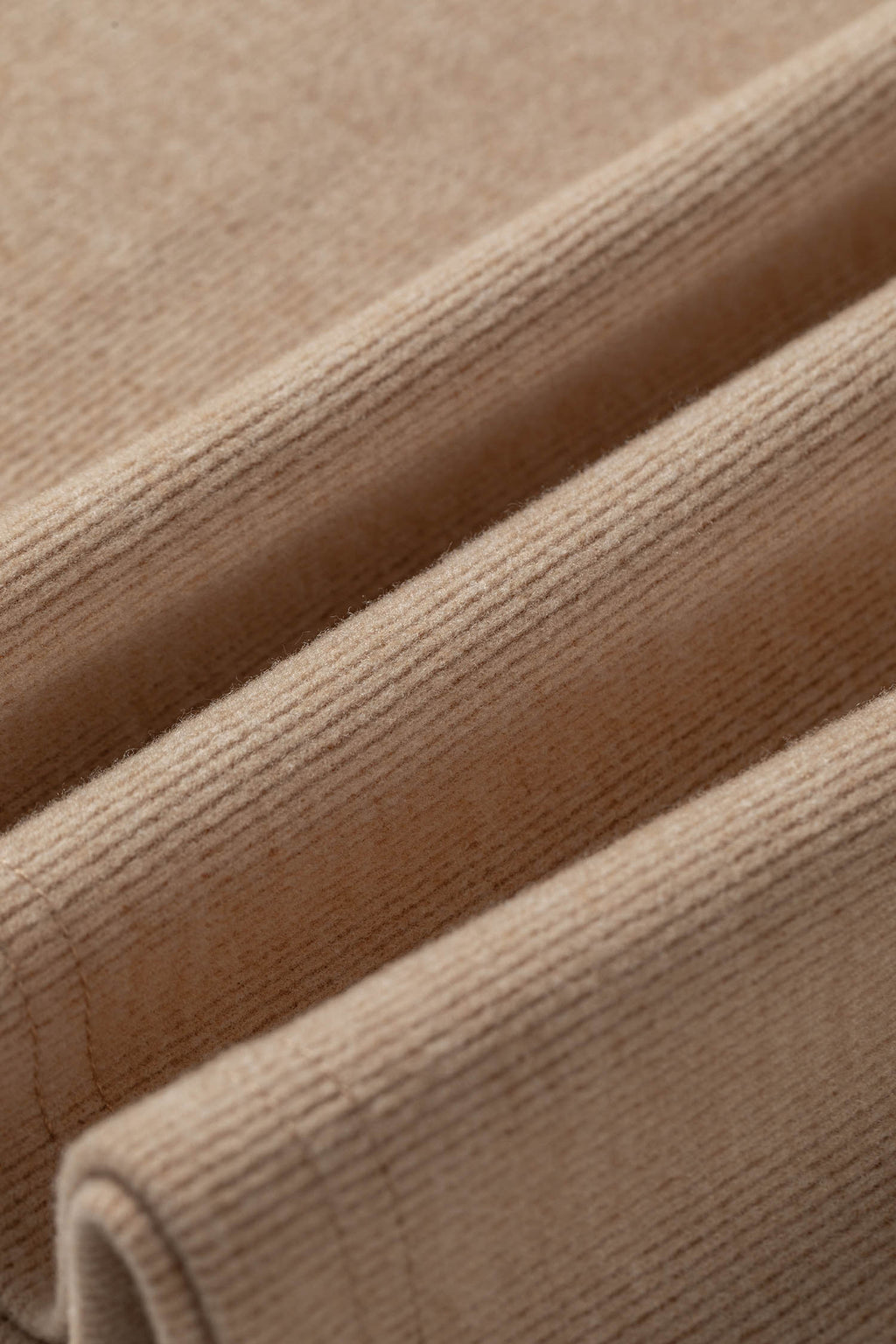 Light French Beige Short Sleeve Ribbed Top Wide Leg Pants Two Piece Set