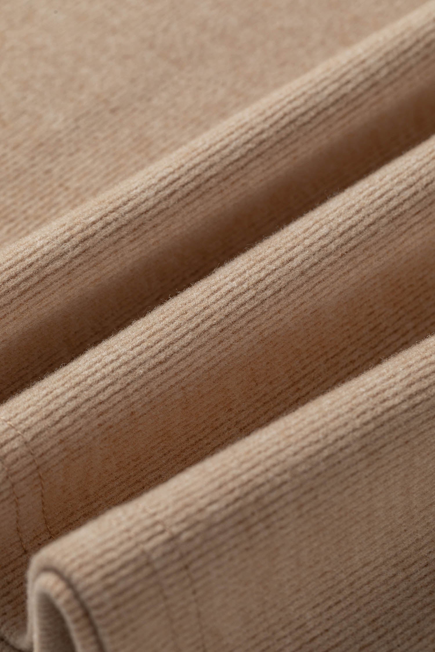 Light French Beige Short Sleeve Ribbed Top Wide Leg Pants Two Piece Set