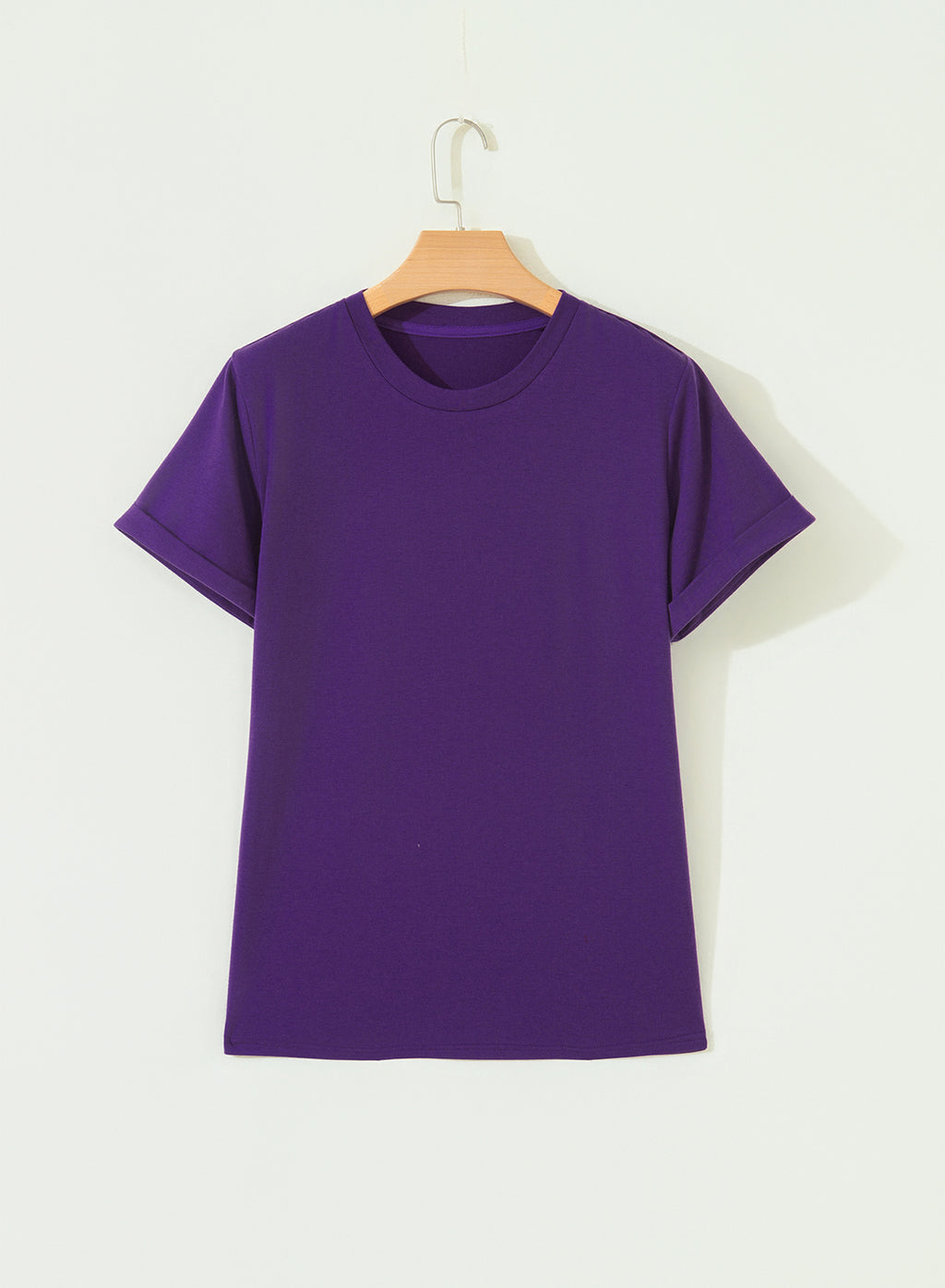 Yellow Cream Casual Plain Crew Neck Tee