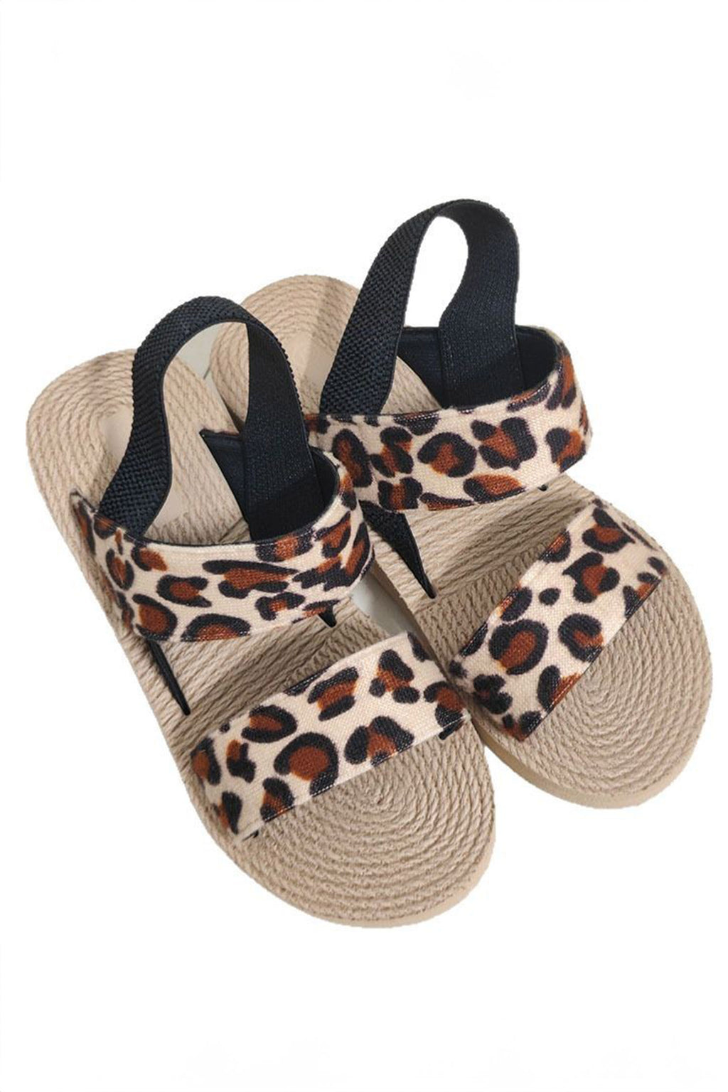 Thai Curry Leopard Double Straps Woven Textured Sole Casual Sandals