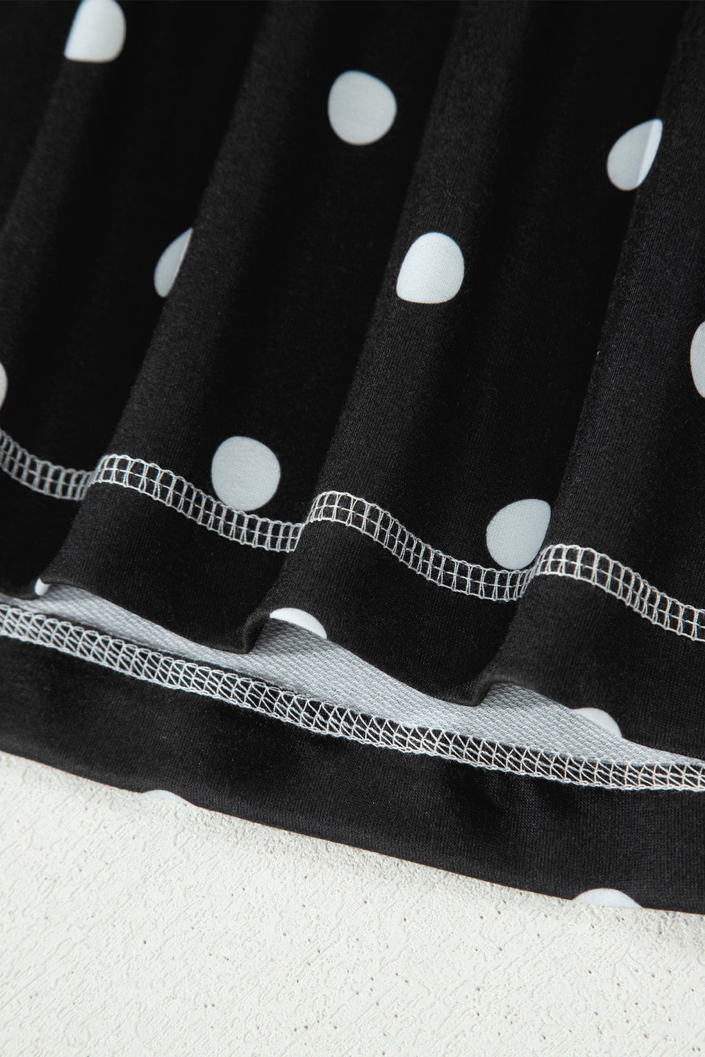 White Exposed Seam Detail Polka Dot Loose Tee Drawstring Shorts Set