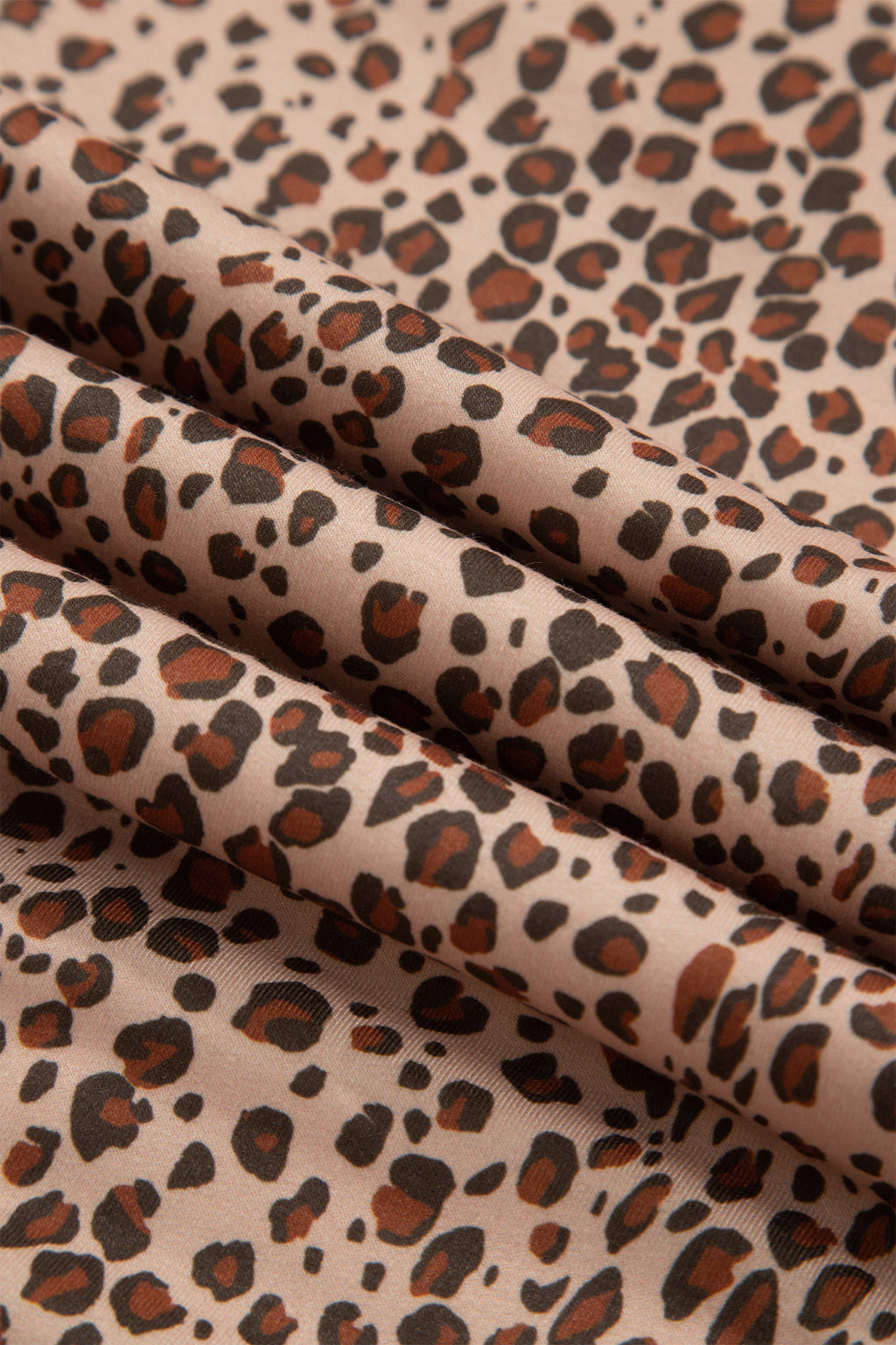 Khaki Leopard Print Drawstring Waist Patch Pockets Pants