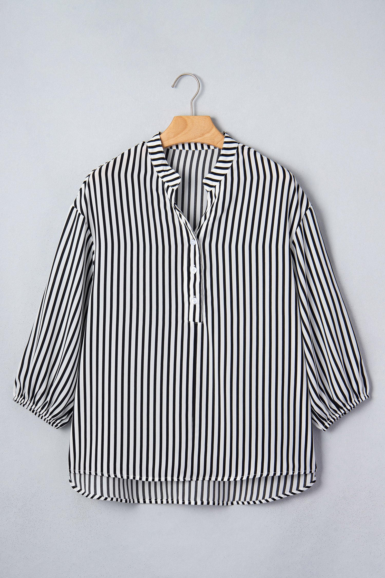 Black Striped Half Sleeve Button-Up Shirt