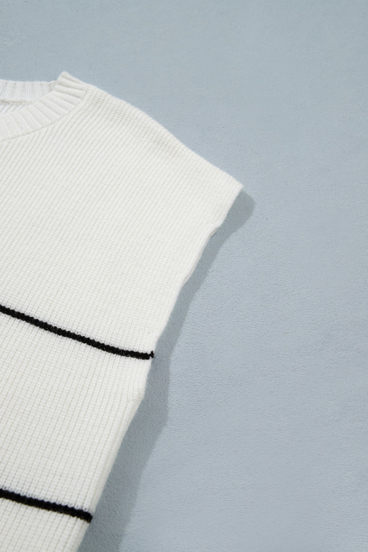 White Stripe Short Sleeve Button Front Shift Cardigan