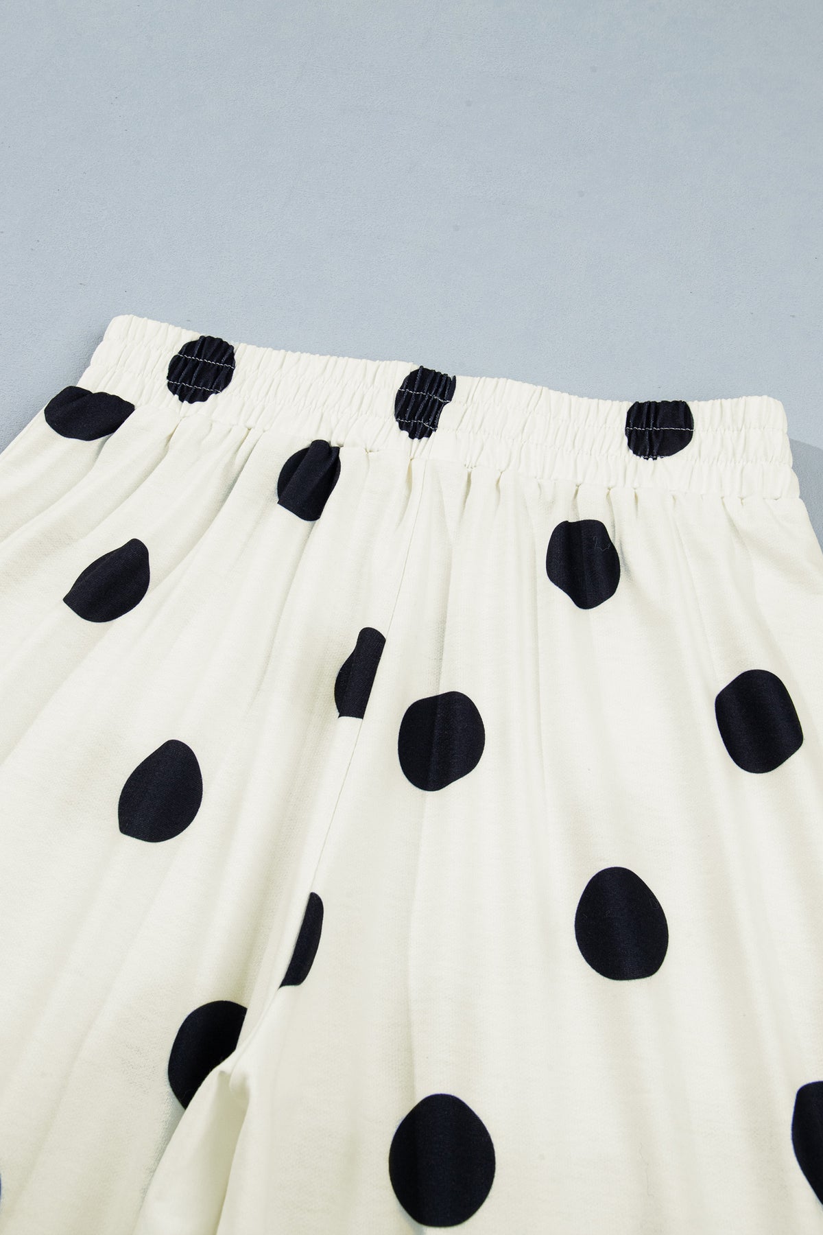 Brown Polka Dot Wide Leg Elastic Waist Casual Pants