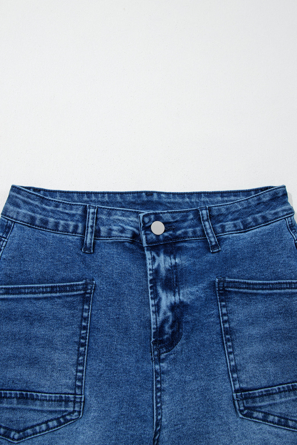 Sail Blue Frayed Cropped Straight Jeans